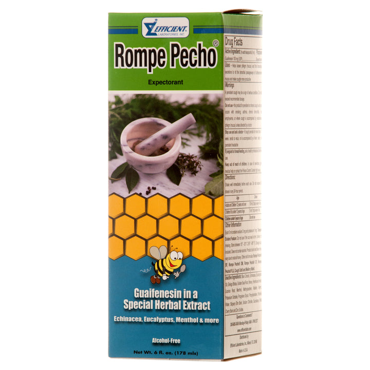 Rompe Pecho cough syrup herbal expectorant with guaifenesin 6oz alcohol free chest congestion relief
