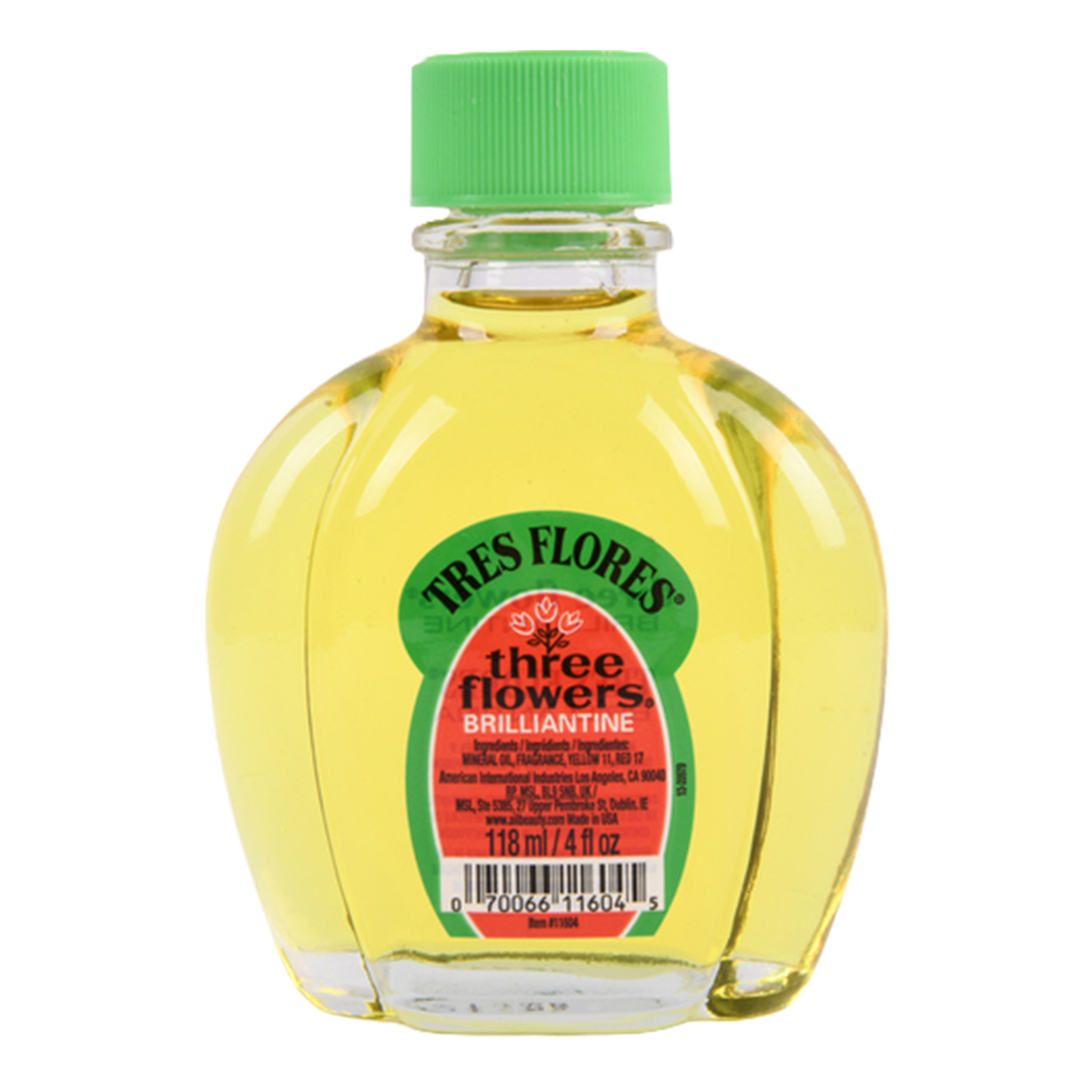 Tres Flores Three Flowers liquid brilliantine hair dressing 4 fl oz bottle for shine and smooth styling