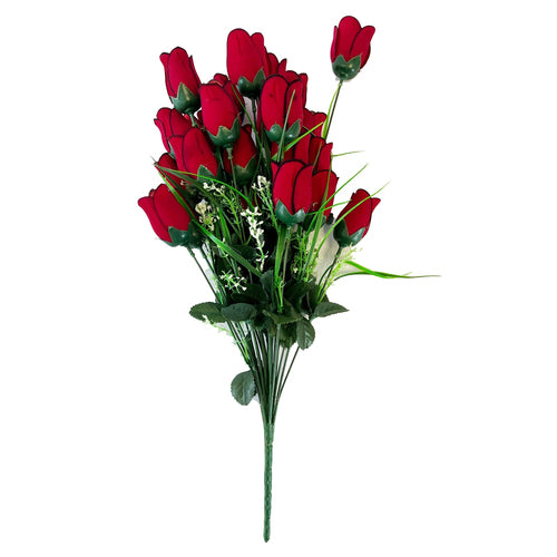 Valentine artificial rose bouquet red faux roses 24 heads romantic floral decor 6 pack