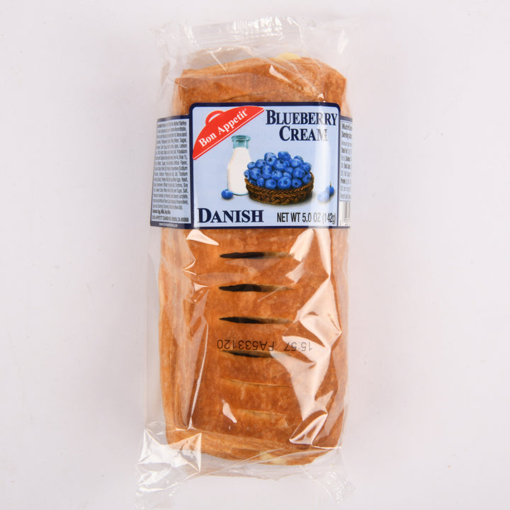 Bon Appetit blueberry creme danish 5oz individually wrapped bakery pastry with blueberry cream filling