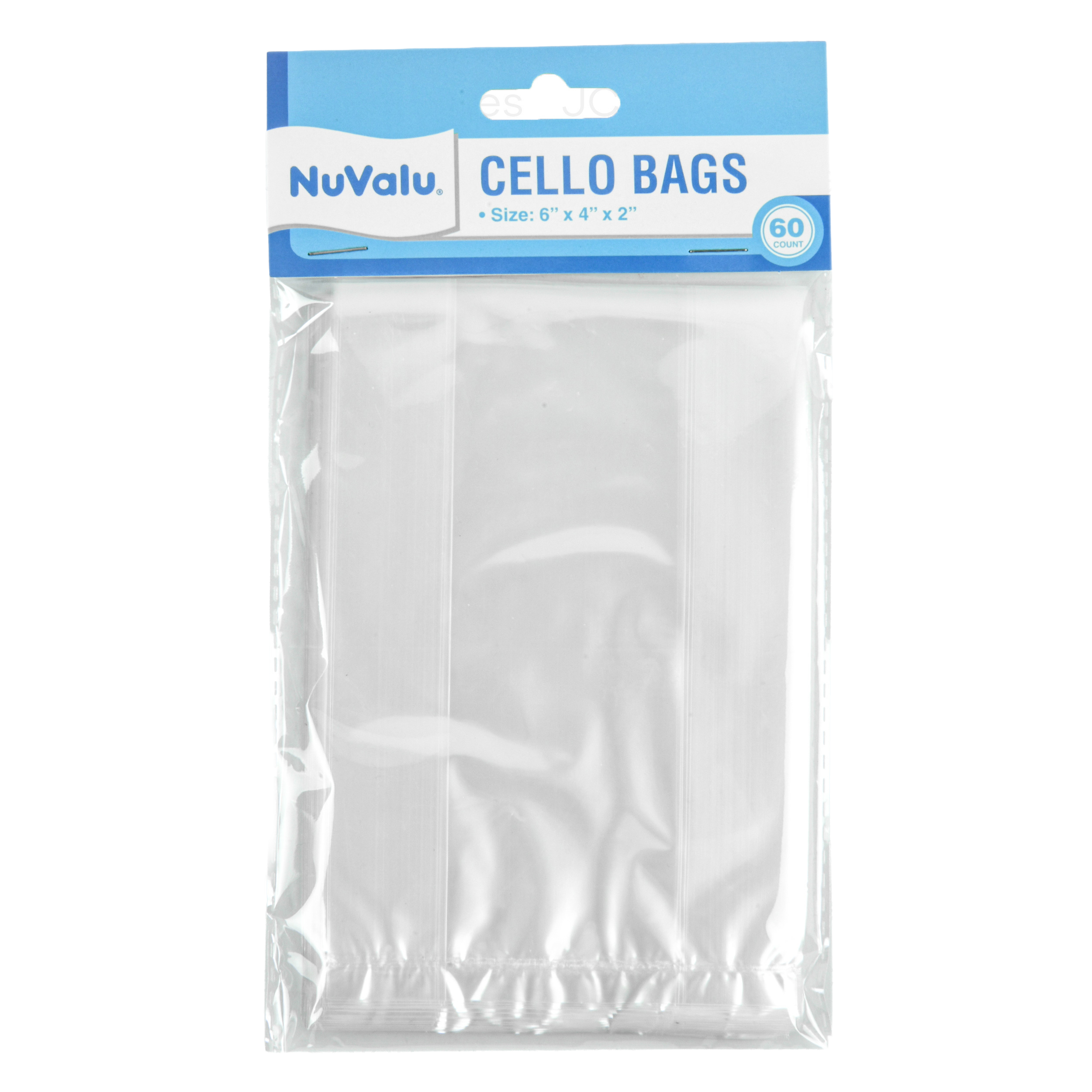 NuValu Clear Cello Bags, 6" x 4" x 2", 60 Count (Pack of 24)
