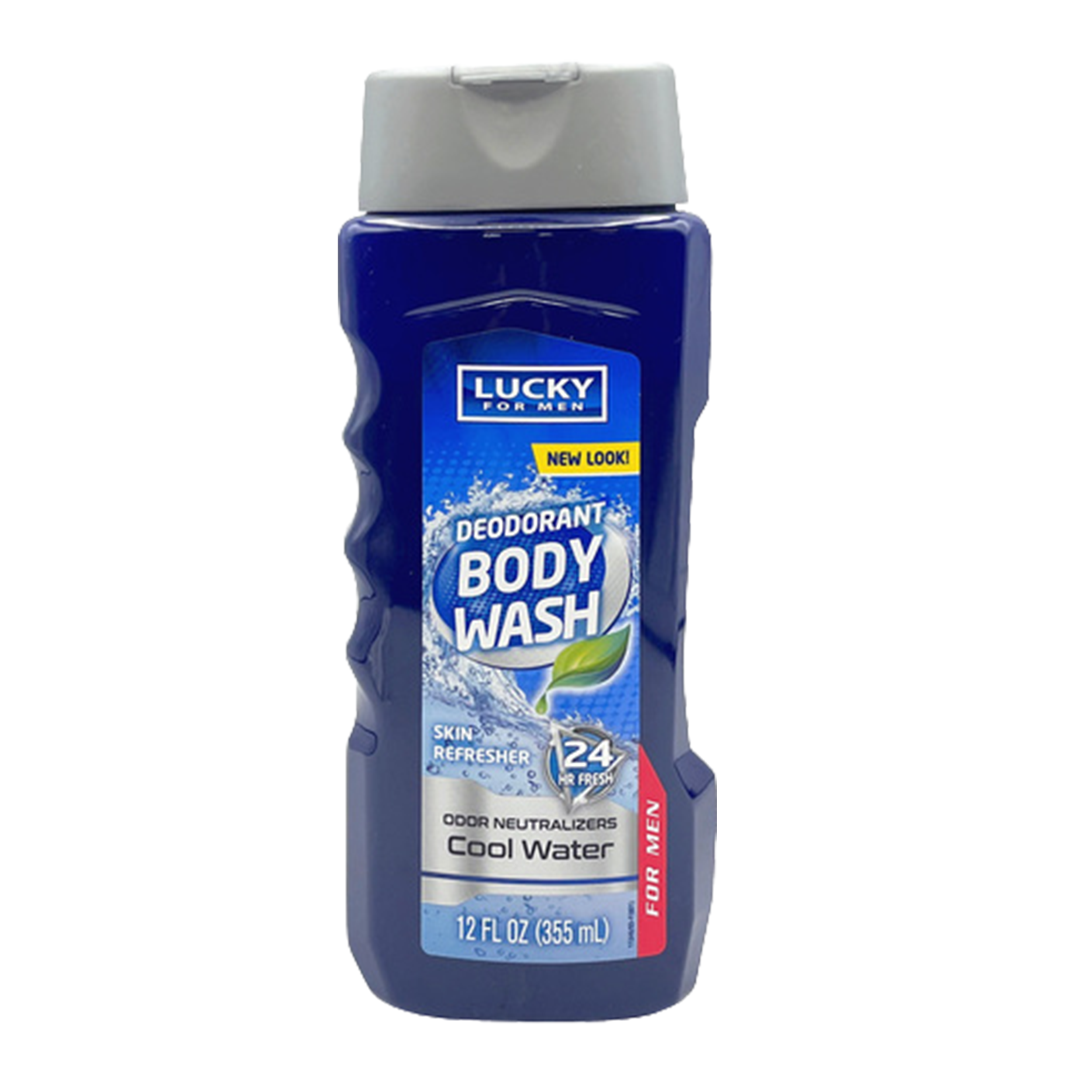 Lucky For Men Cool Water deodorant body wash 12 fl oz bottle with 24 hour freshness