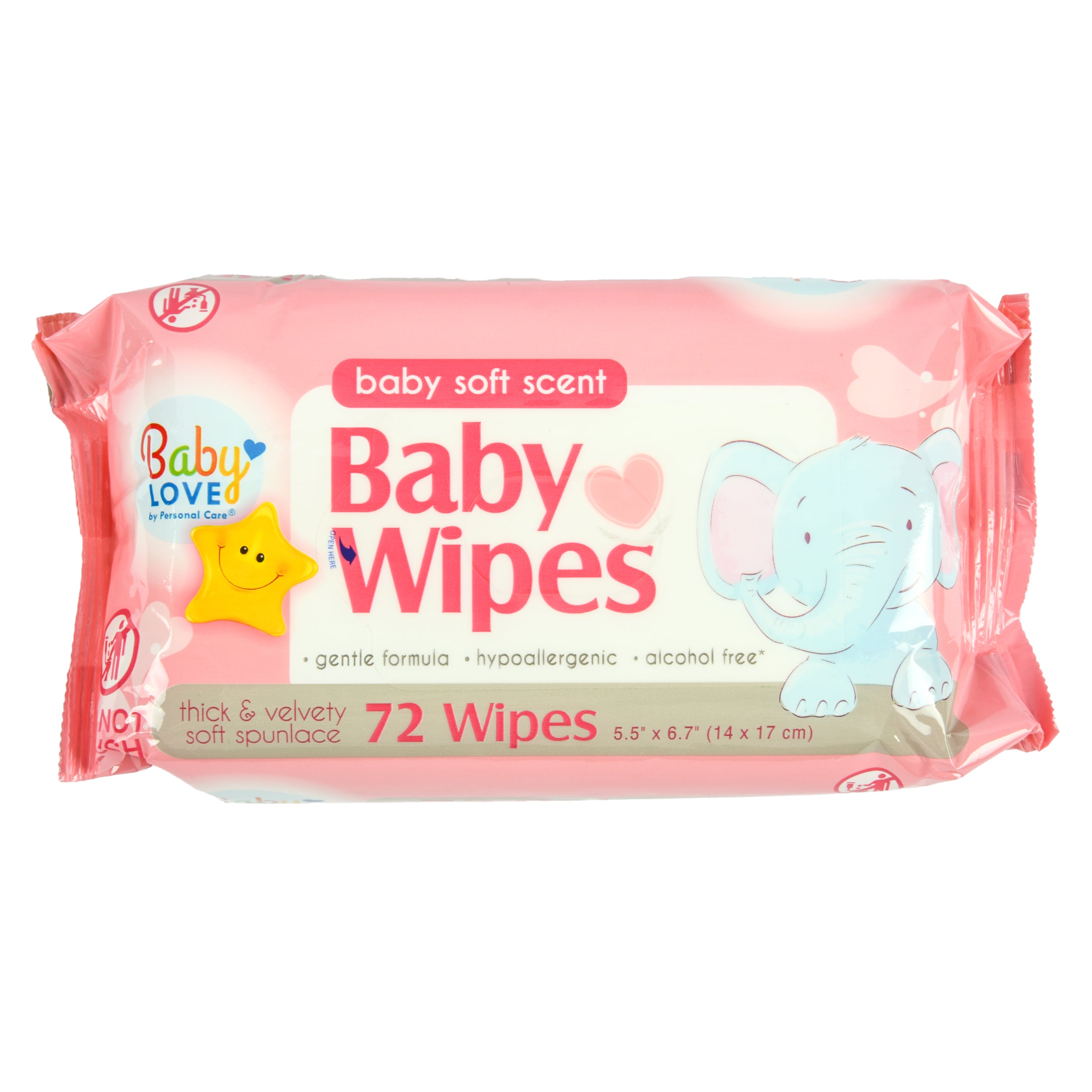 Baby Love Baby Wipes 72 Count – Hypoallergenic alcohol‑free baby wipes with baby soft scent (12 pack)