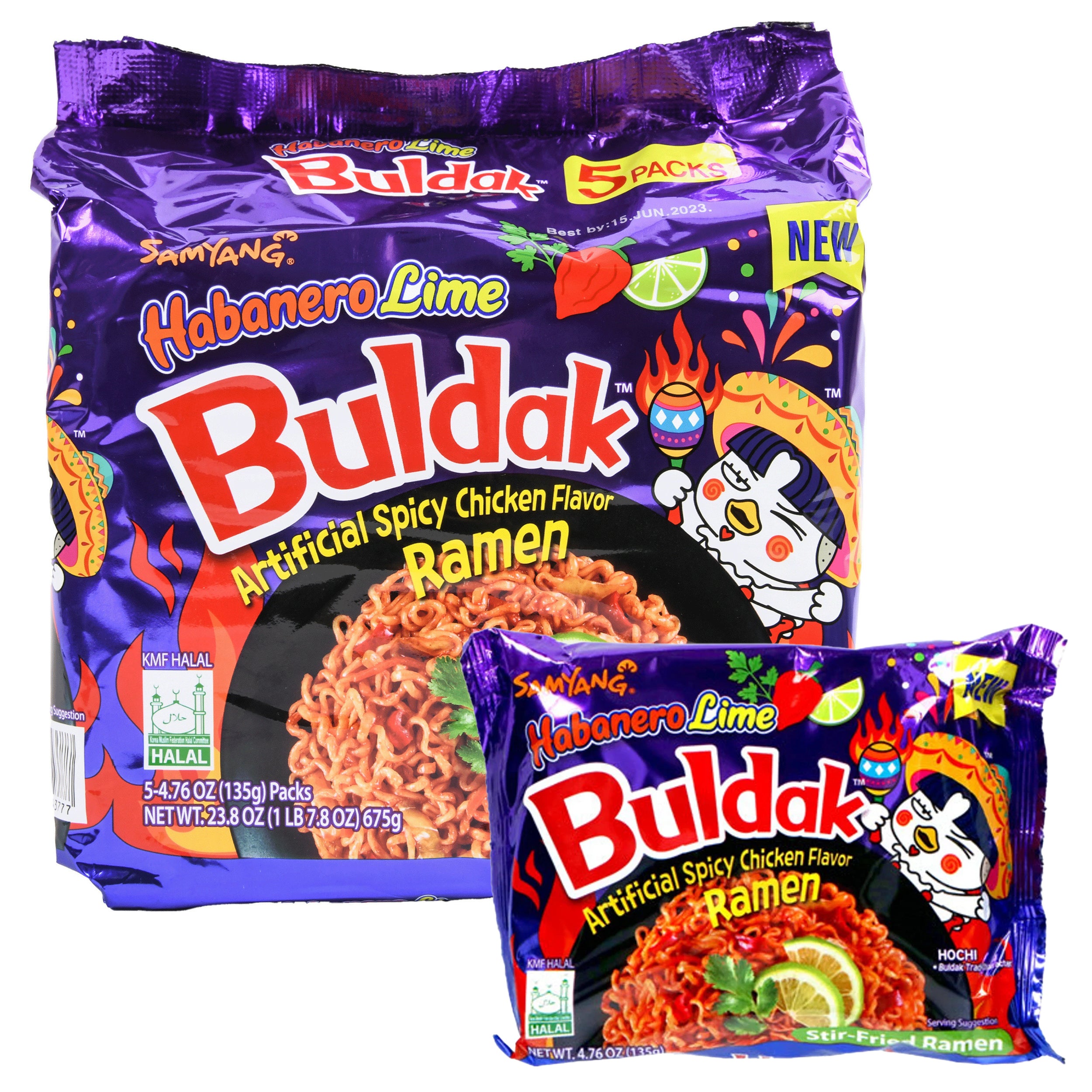 Habanero Lime Samyang Stir Fried Noodle Spicy Chicken 4.76 Oz (Pack Of 3)