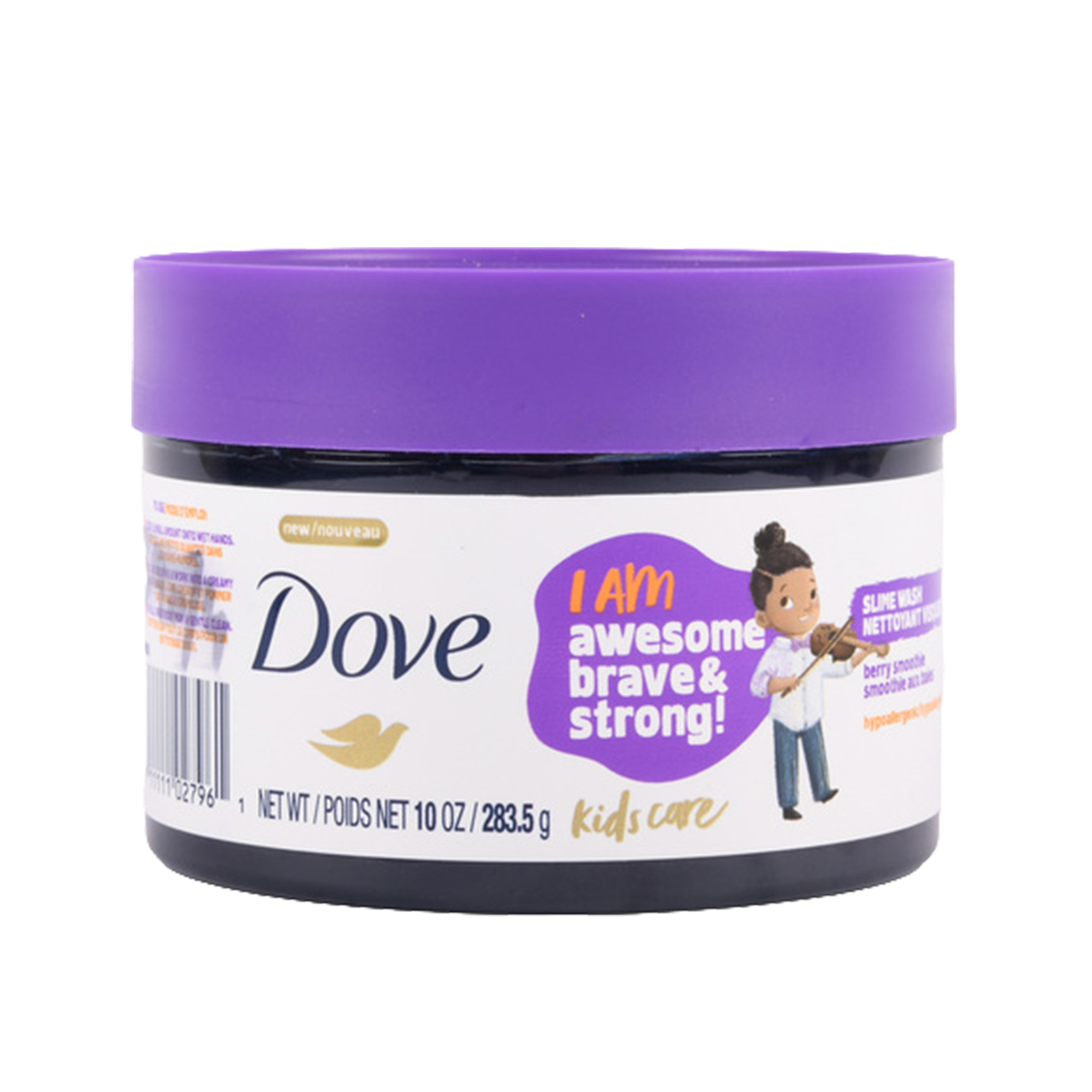 Dove Kids Care product with purple lid and label on a white background