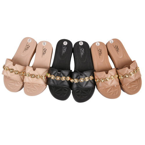 WOMEN SANDALS WITH METAL DETAIL ASST COLOR