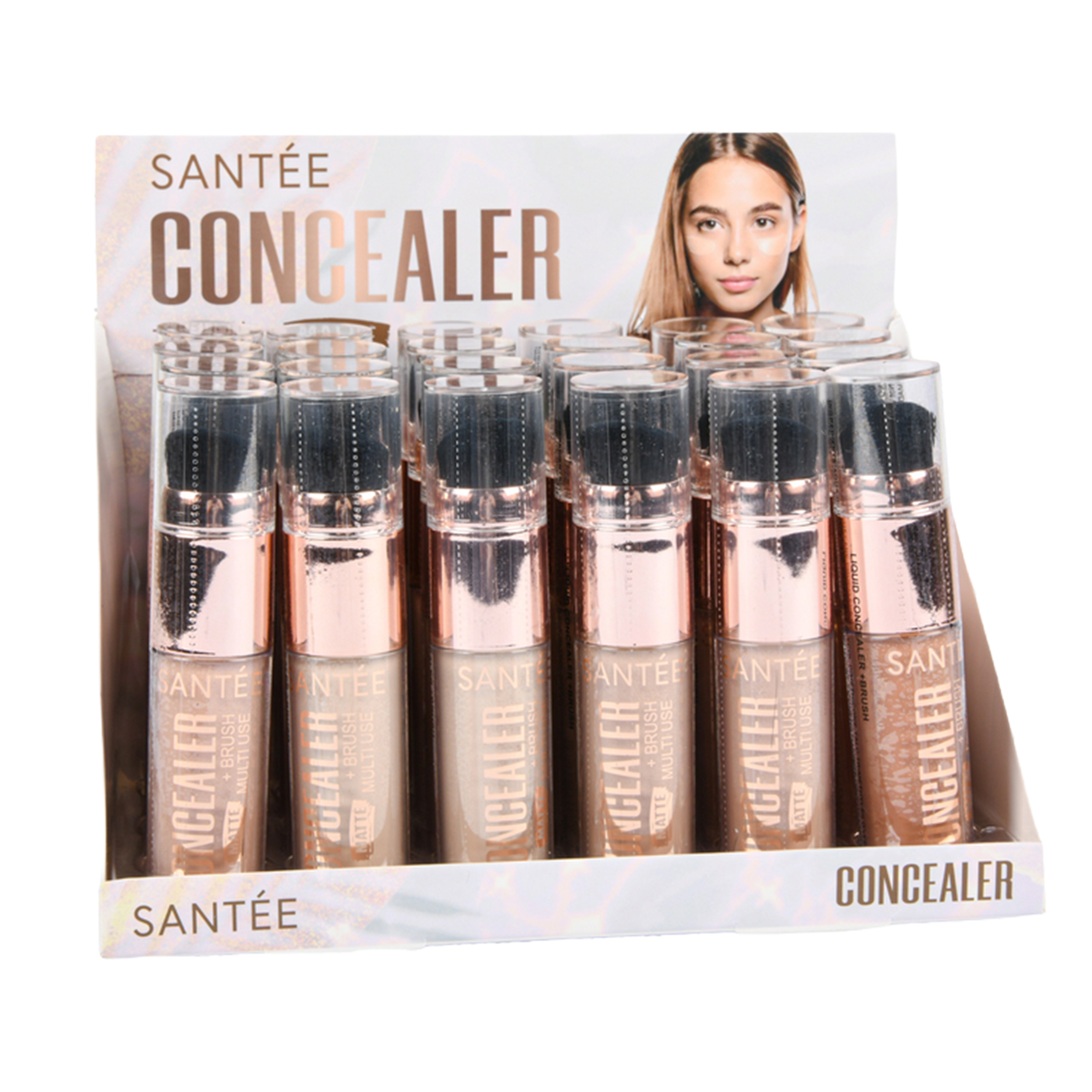 Santée liquid concealer with brush applicator display – lightweight concealer for smooth natural coverage