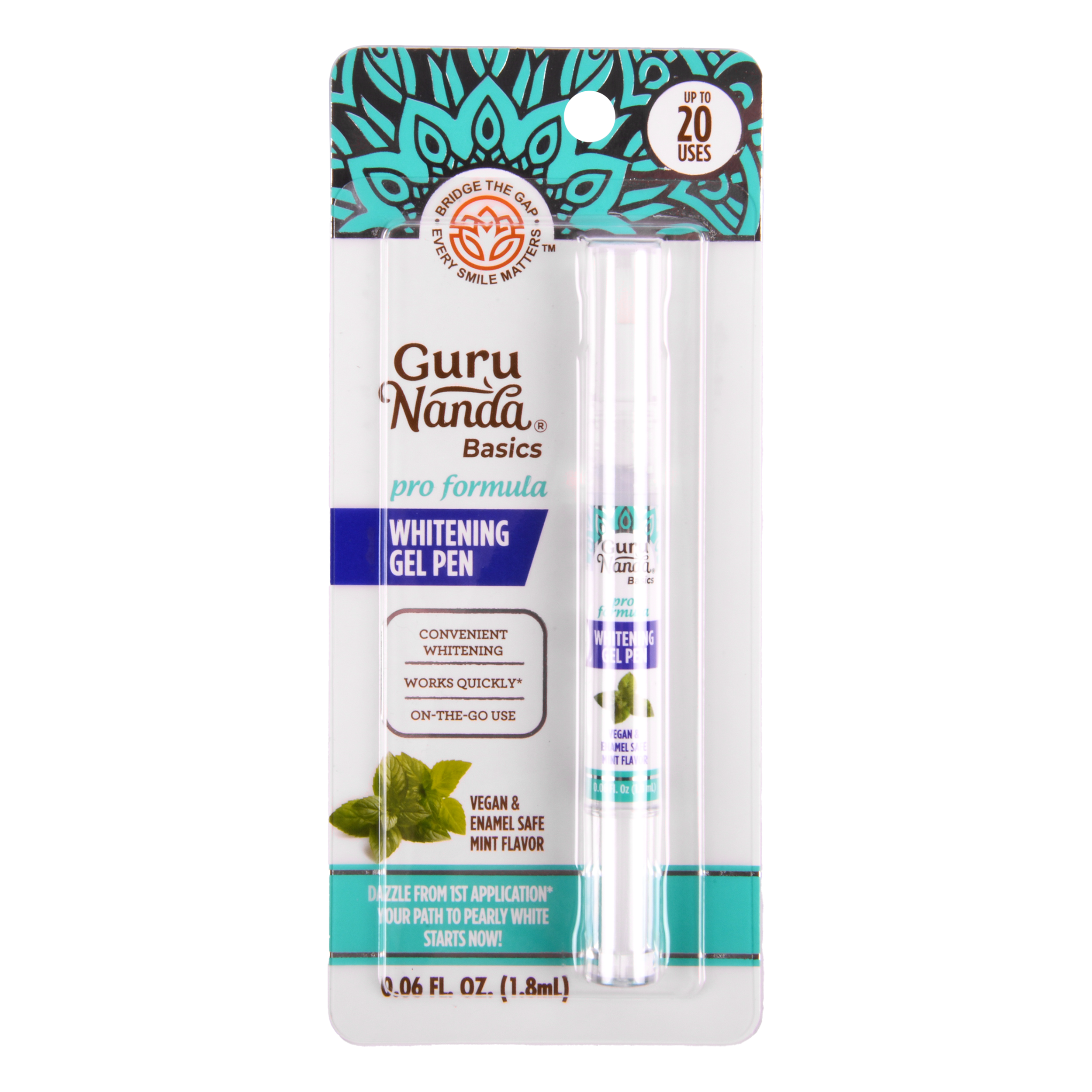 Guru Nanda whitening gel pen 1.8 ml mint flavor teeth whitening pen for stain removal and brighter smile