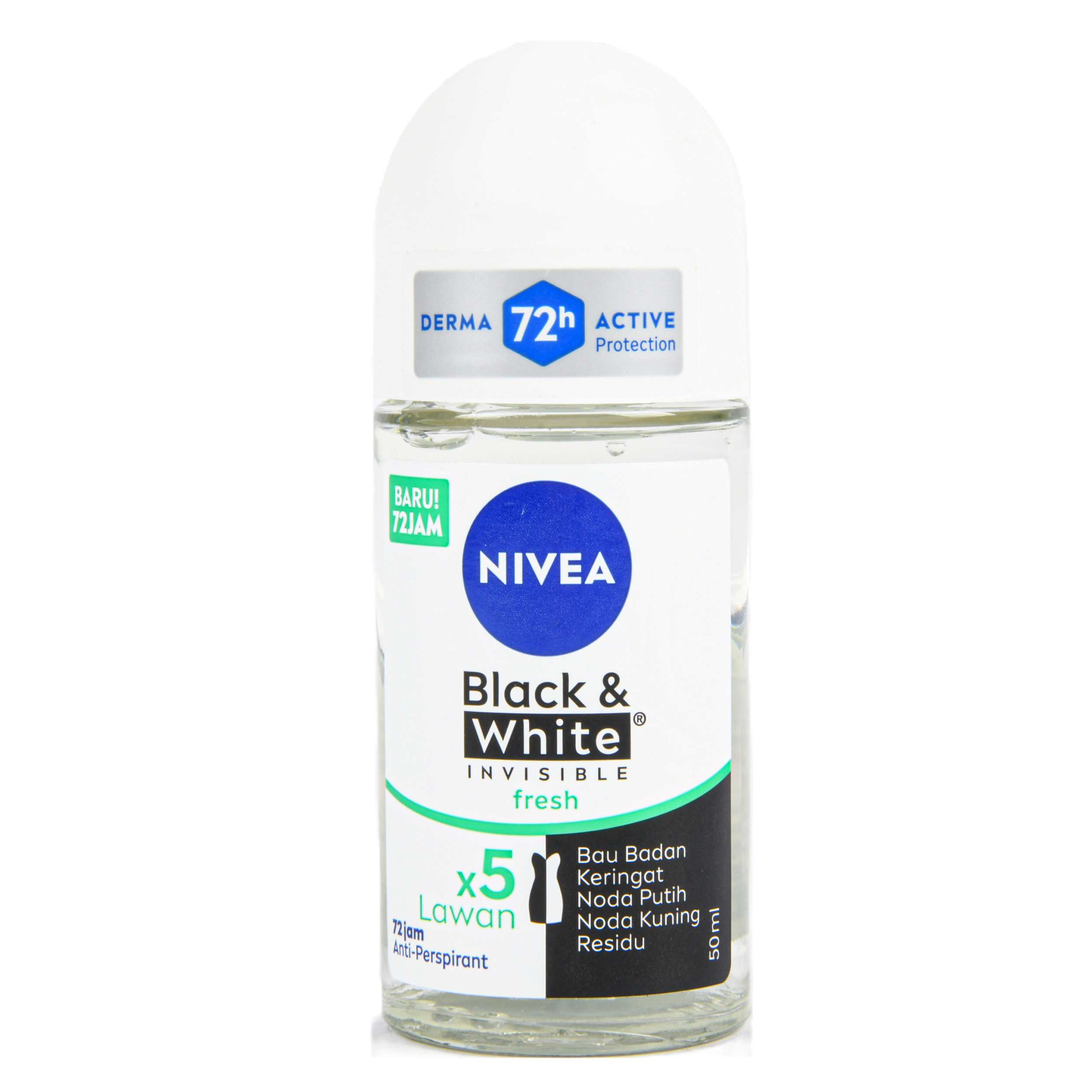 NIVEA Black and White Fresh roll on deodorant 50ml 72 hour antiperspirant anti stain protection