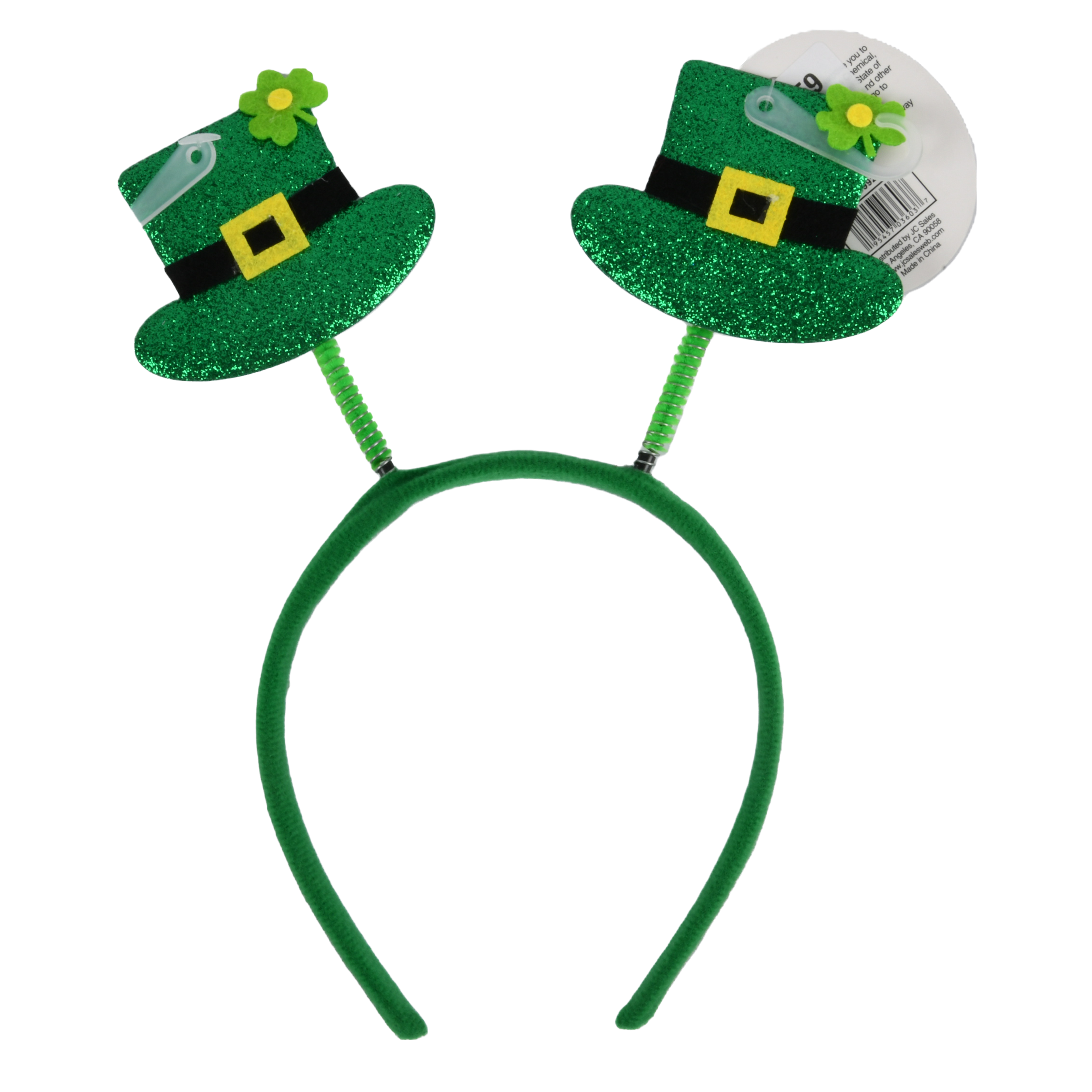 St. Patrick’s Day green headband with glitter leprechaun hat toppers – festive holiday accessory (6 pack)