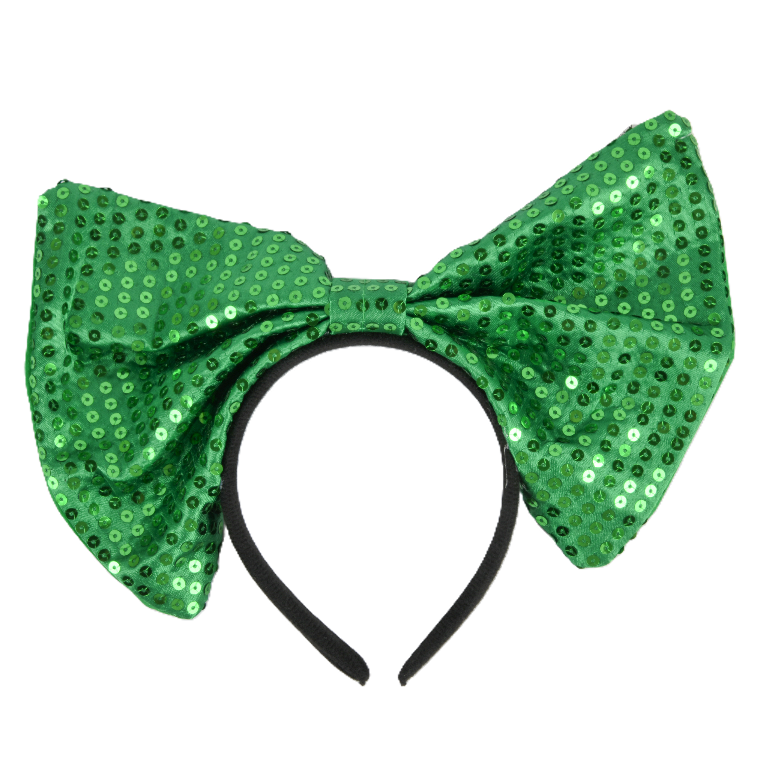 St. Patrick’s Day green sequin bow tie headband – festive glitter holiday accessory (6 pack)