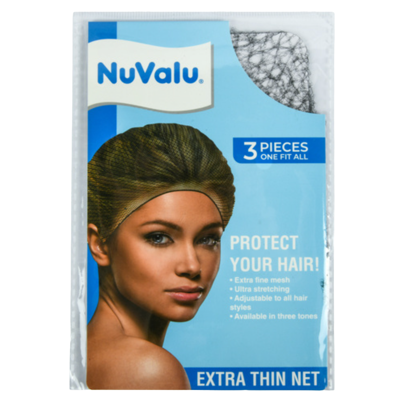 NUVALU HAIR THIN NET BLACK, 3 Hair Nets (Pack of 1)