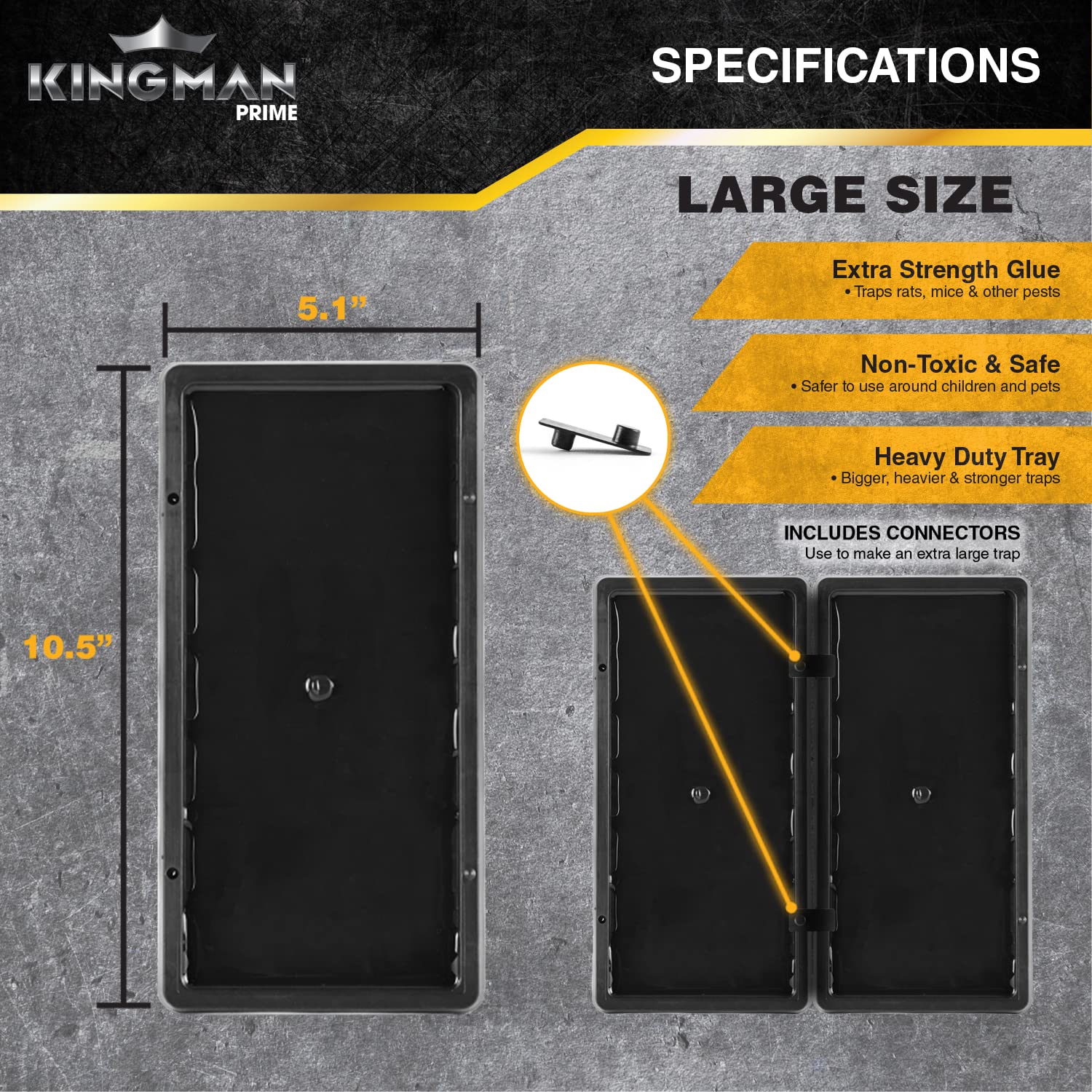 Kingman Prime rat and mouse glue trap, large heavy-duty pest control tray for capturing rodents without chemicals.
