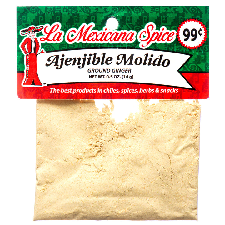 La Mexicana Ajenjible Molido ground ginger 0.5oz packets 12 pack Latin spice seasoning
