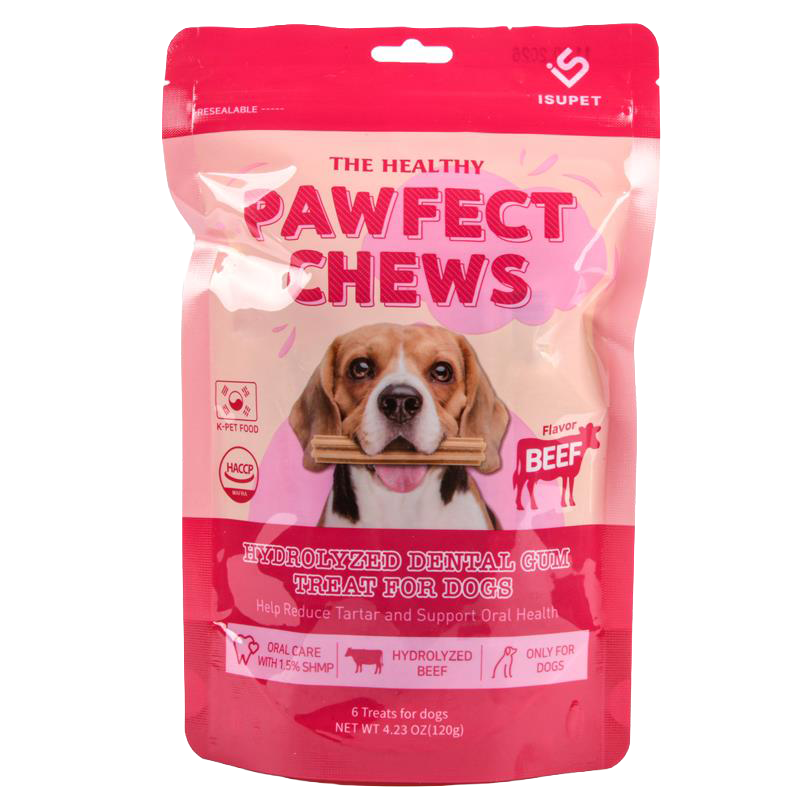 Pawfect Dog Chews beef flavor dental treats 4.23 oz bag for dog oral care