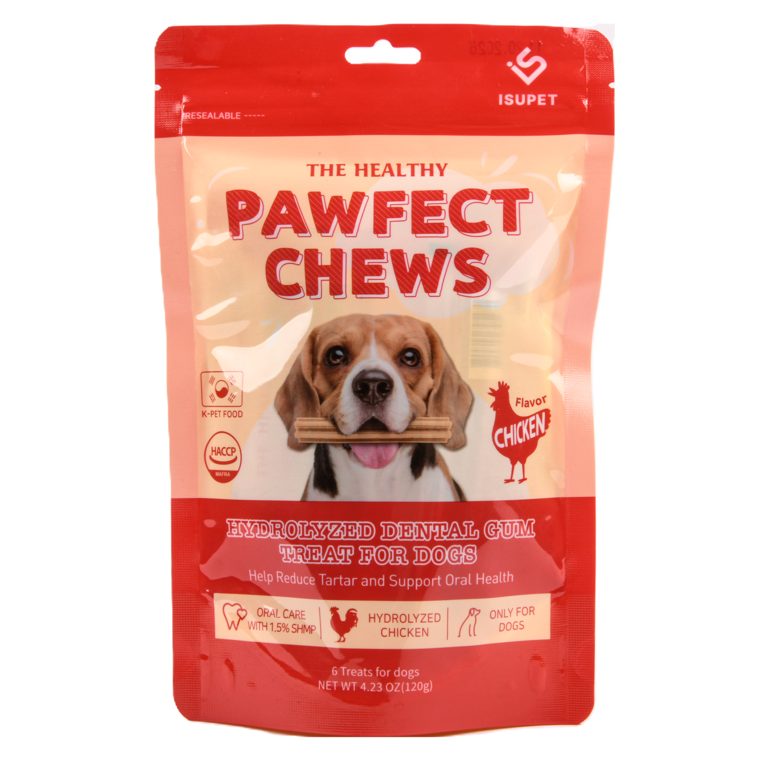 Pawfect dog chews chicken 4.23oz hydrolyzed dental gum treats for dogs oral care