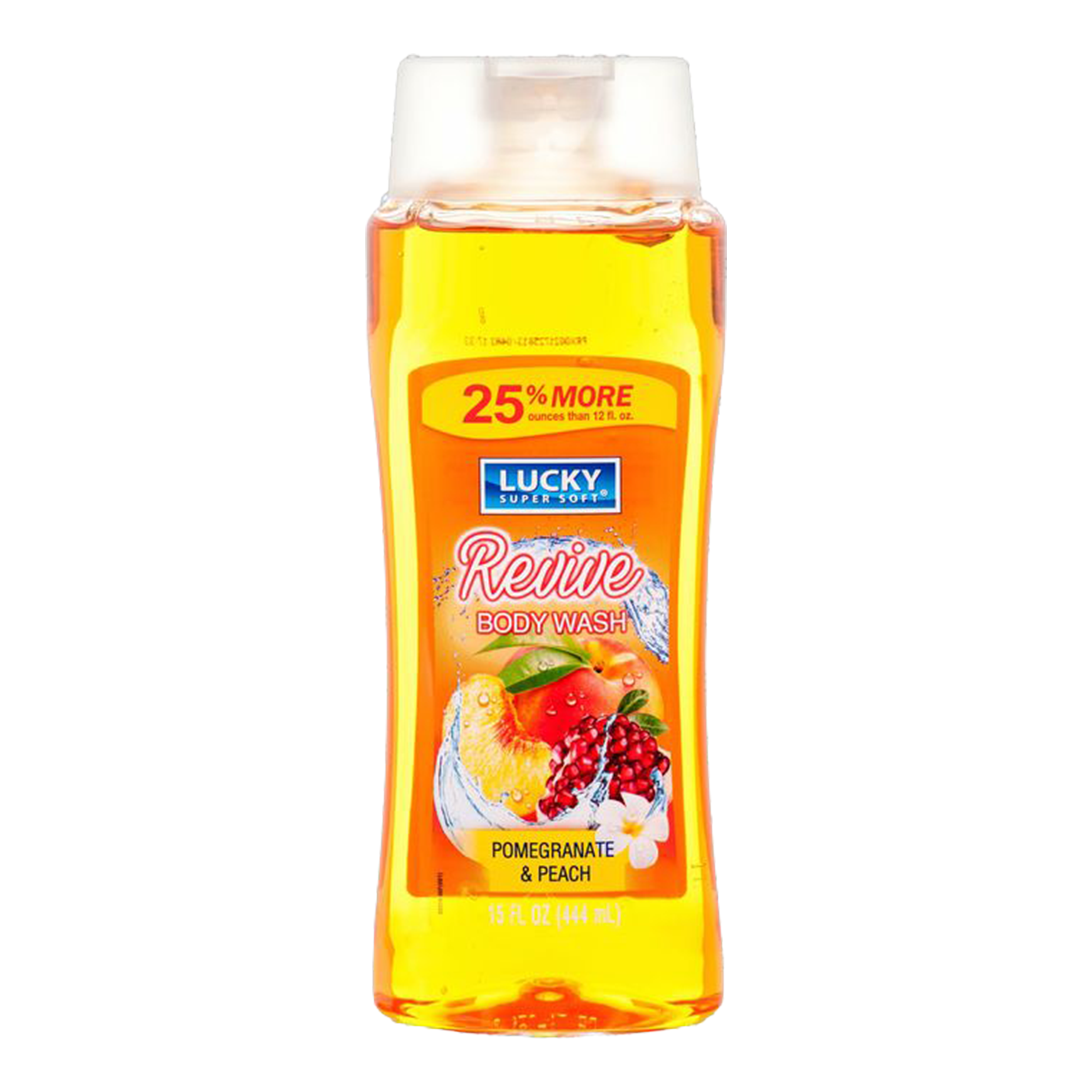 Lucky Super Soft Revive pomegranate and peach body wash 12 fl oz bottle – moisturizing fruity body cleanser