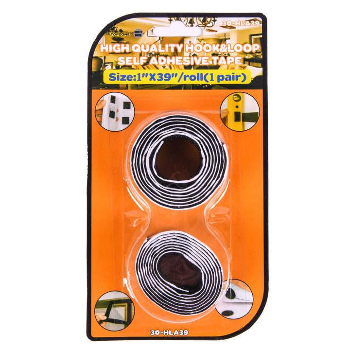 TopZone hook and loop self‚Äëadhesive tape roll 1 inch by 39 inches for DIY fastening