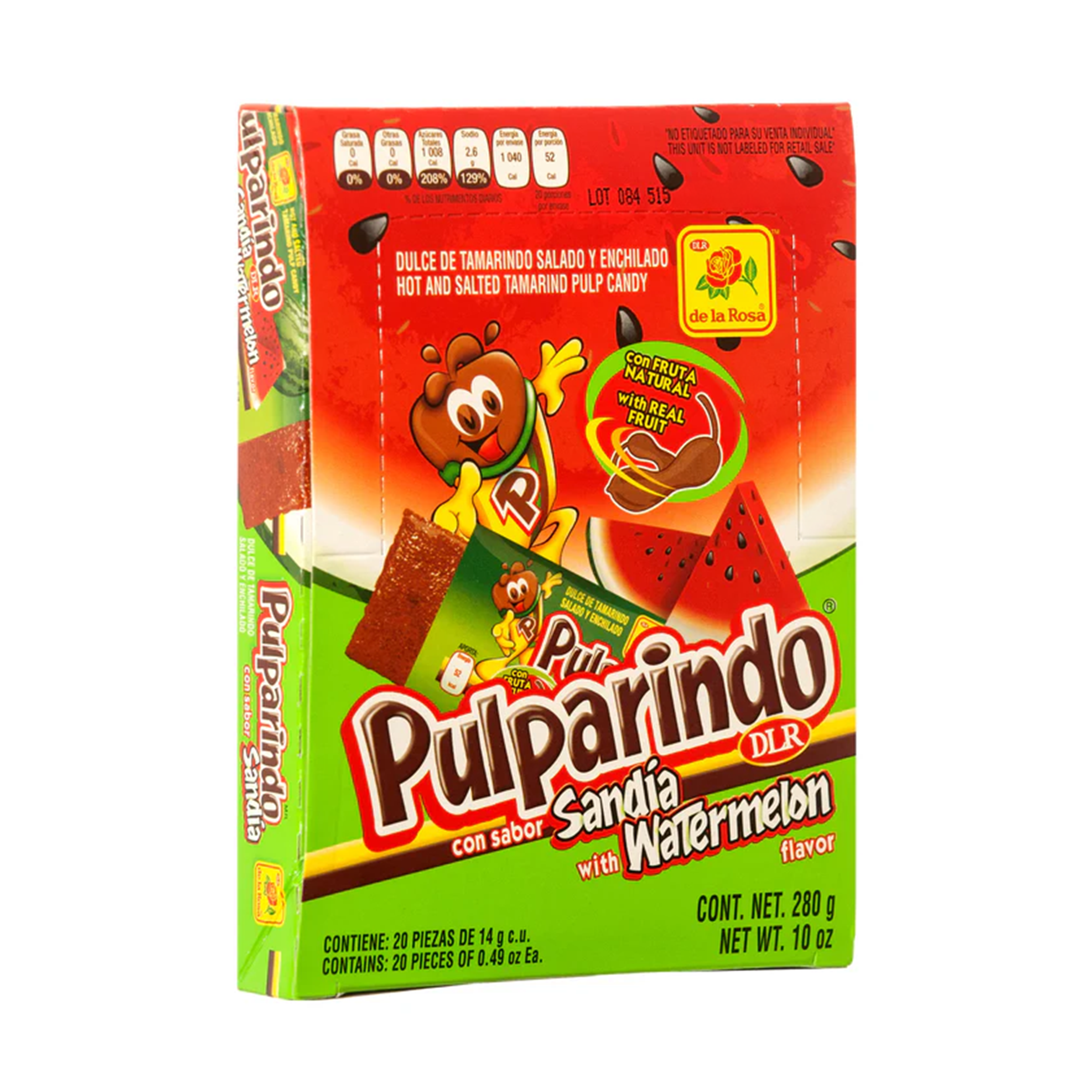 De La Rosa Pulparindo Watermelon tamarind candy 20 pieces sweet and spicy Mexican candy
