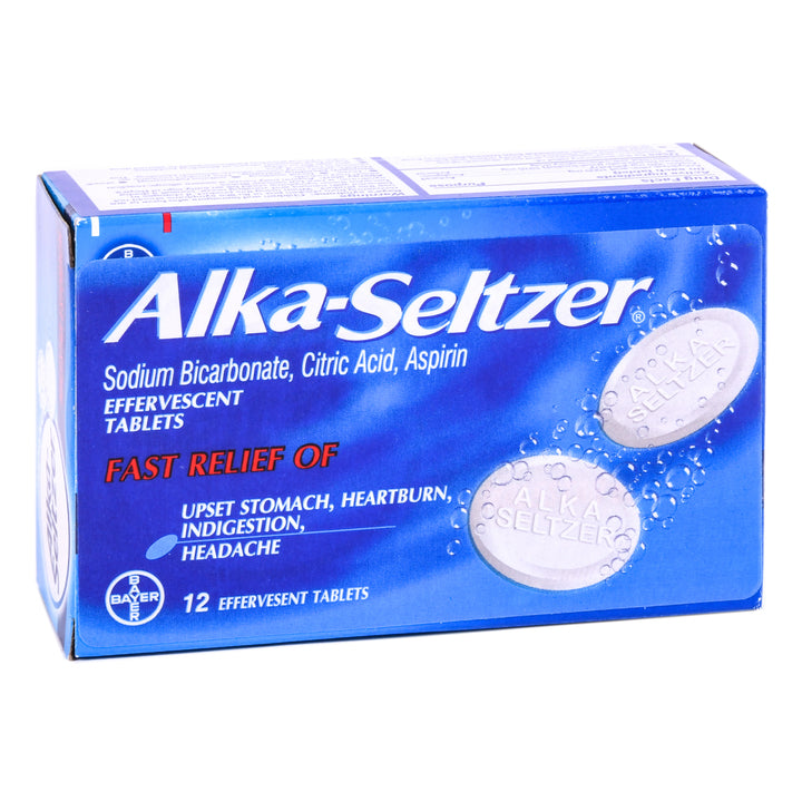 Alka‑Seltzer original effervescent tablets 12 count box for heartburn indigestion and headache relief
