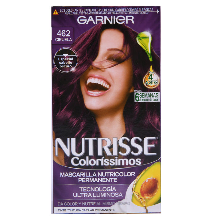 Garnier Nutrisse Coloríssimos 462 Ciruela permanent plum hair color box for dark hair