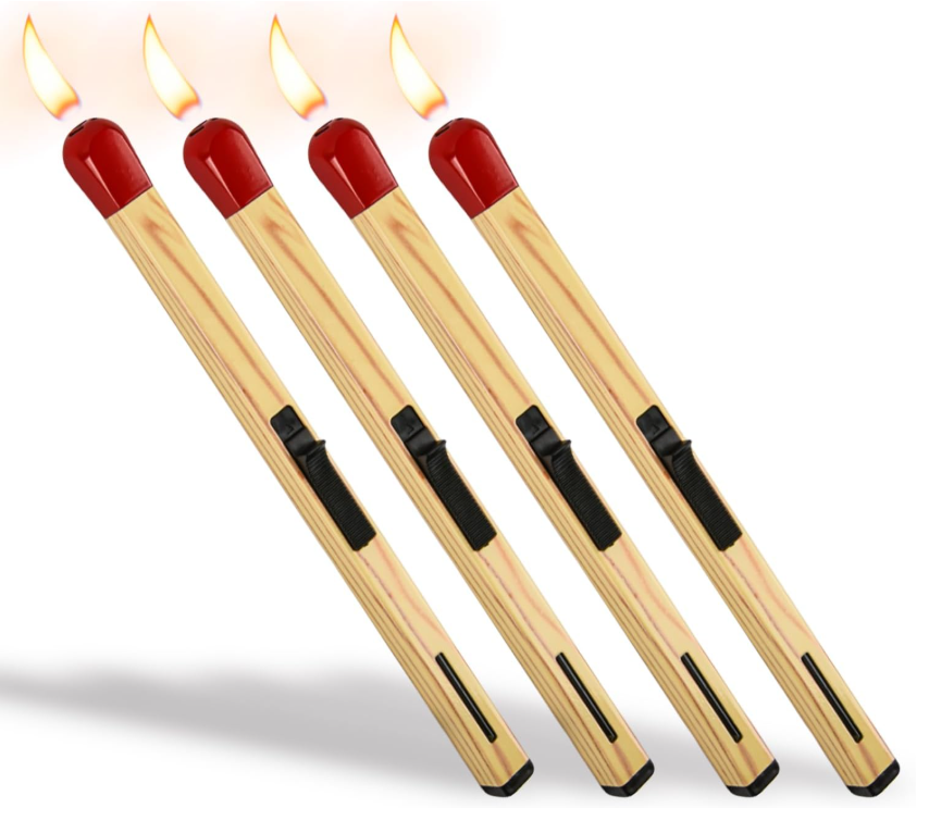 Long stick match design utility lighters wood look extended reach bulk 24 pack