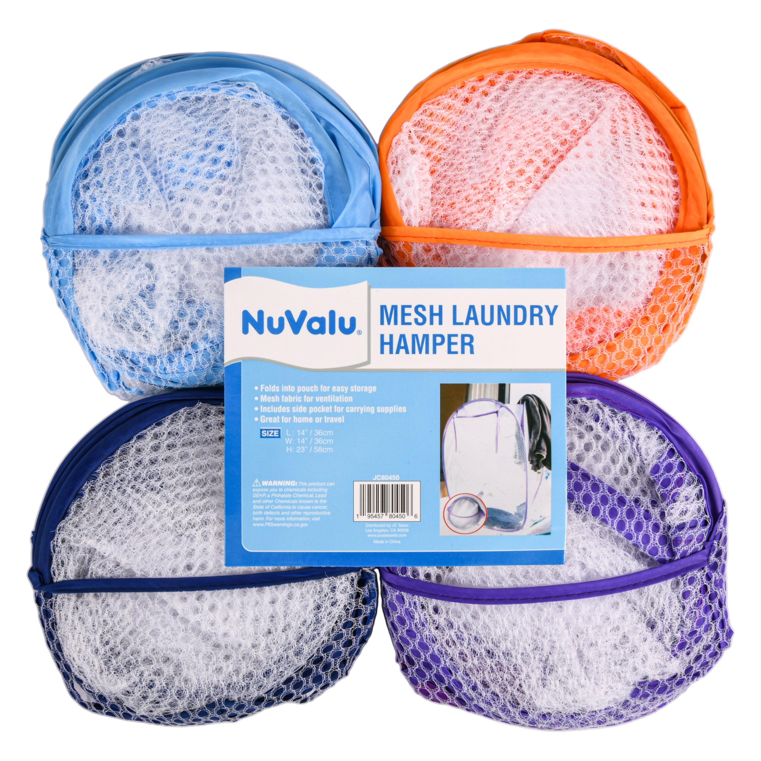 NuValu mesh laundry hamper pop up collapsible laundry basket assorted colors 24 pack