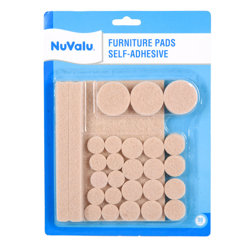 Nuvalu Furniture Pads 38Pc Size Asst W/Blister (Pack Of 24)