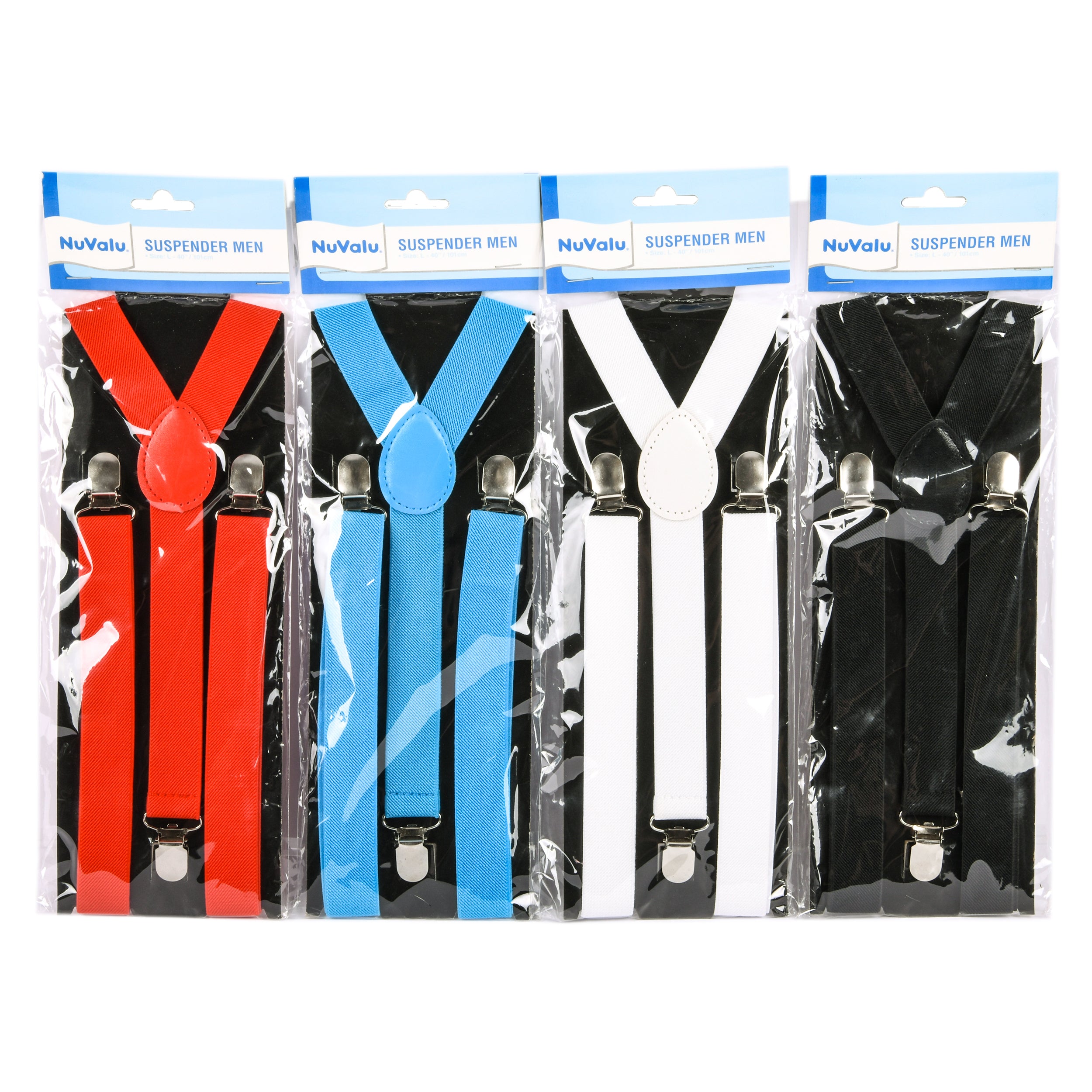 Nuvalu Suspender Men W/Asst Colors 1"X 40" (24 Pack)