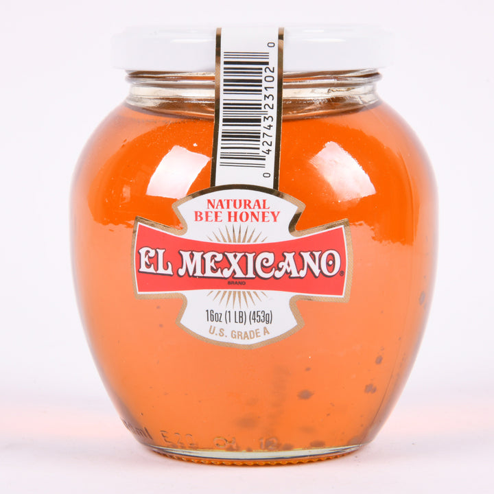 El Mexicano Natural Honey 16oz – U.S. Grade A pure bee honey in glass jar