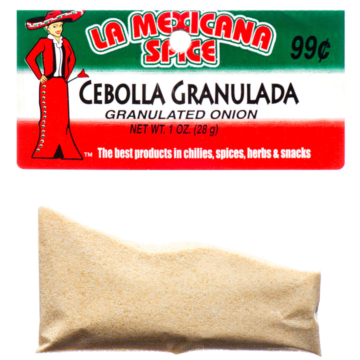 La Mexicana Spice granulated onion cebolla granulada 1oz packets bulk 12 count