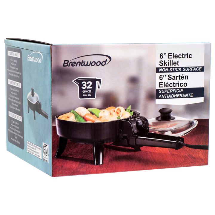 ELECTRIC SKILLET 6" W/GLASS LID #SK-45(1 Count)