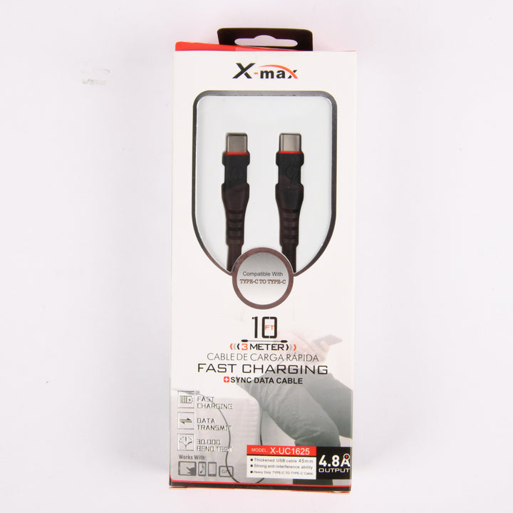 USB C to USB C cable 10ft black fast charging long type c data sync cable