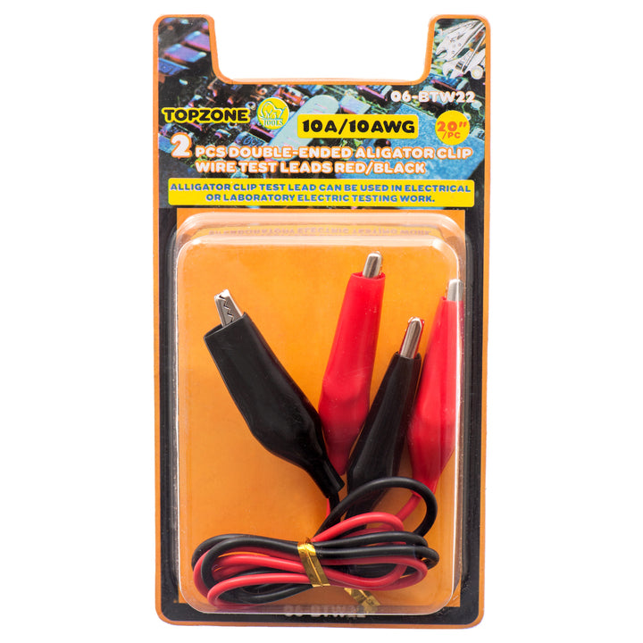 TopZone wire test leads with red and black double‚Äëended alligator clips for electrical testing