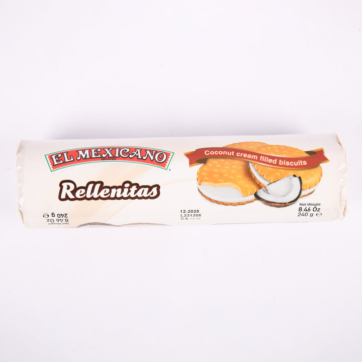 El Mexicano Rellenitas de Coco coconut cream filled sandwich biscuits 8.46oz Mexican cookies