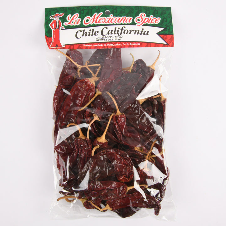 La Mexicana Chile California dried whole chile pods in a 6oz package