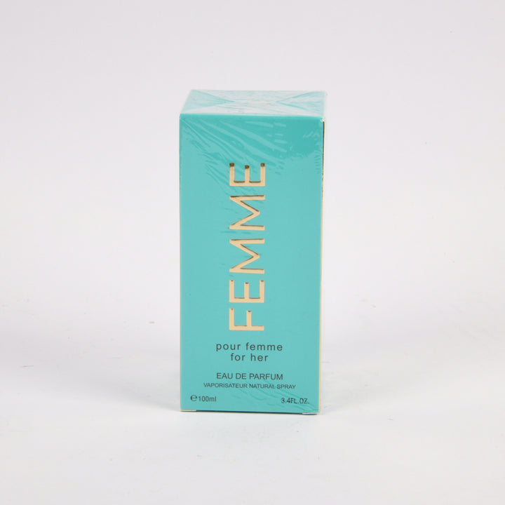 Femme Eau de Parfum for women 3.4 oz perfume bottle in turquoise packaging