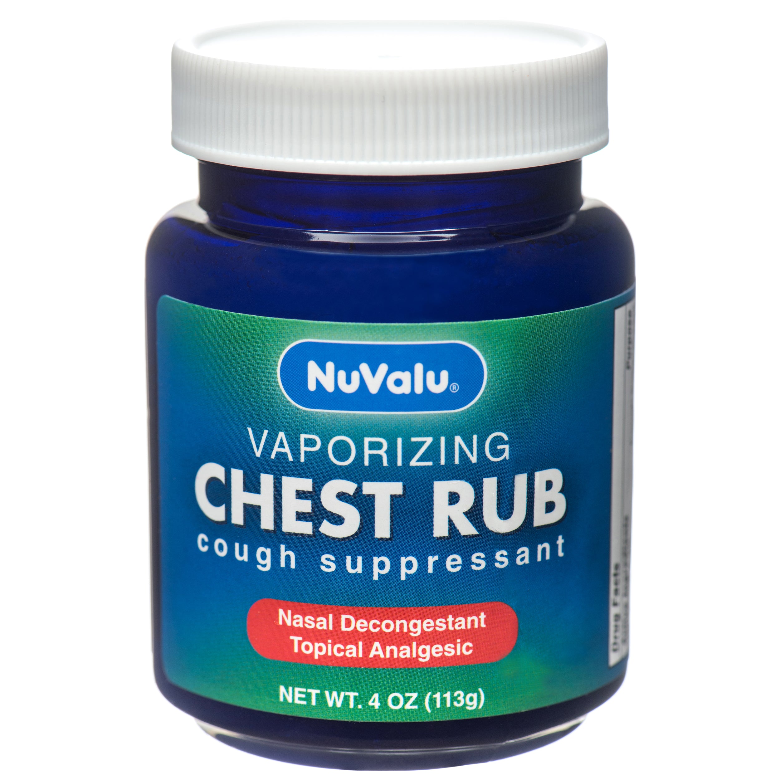 NuValu vaporizing chest rub cough suppressant 4oz mentholated chest rub nasal decongestant