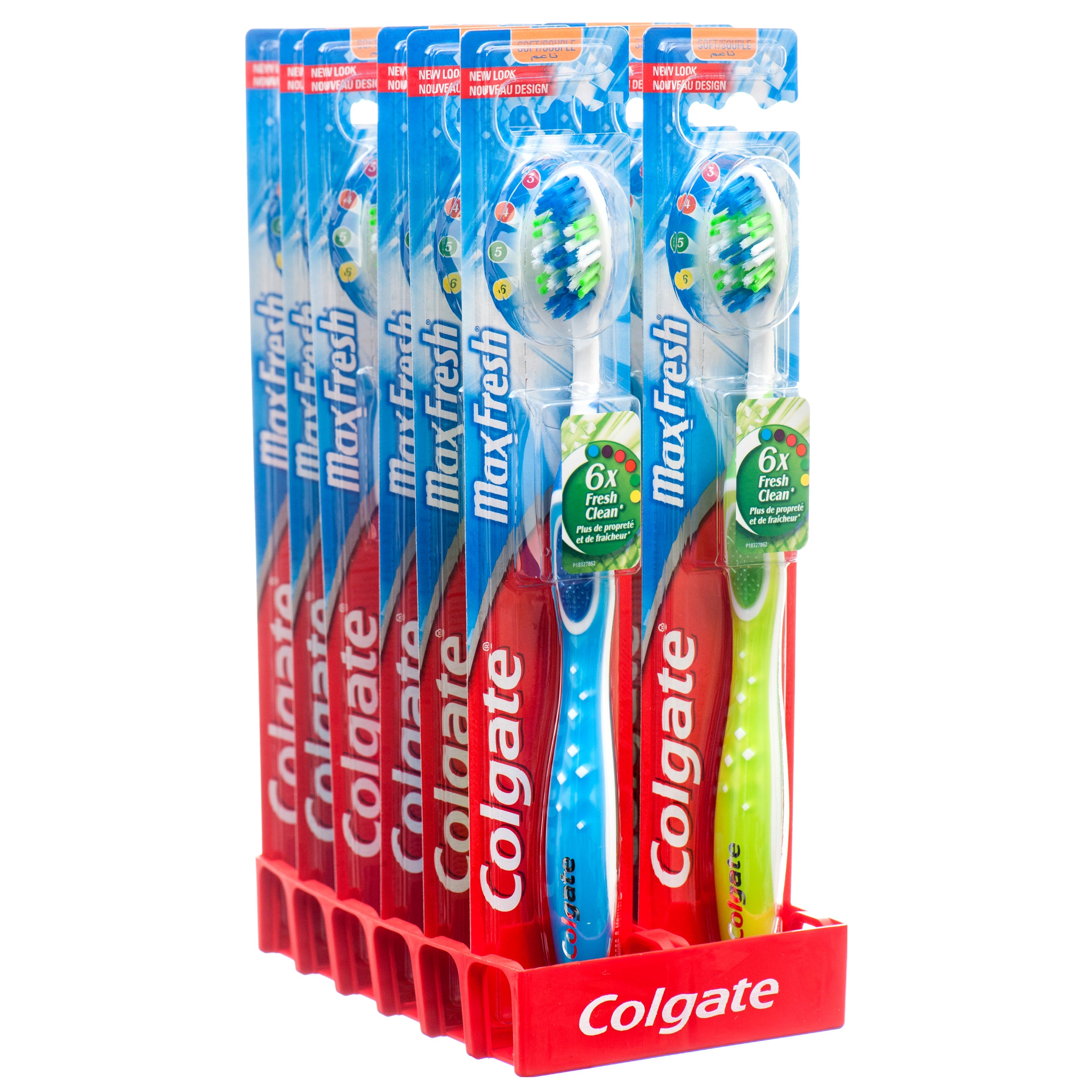 Colgate MaxFresh manual toothbrush with tongue and cheek cleaner – soft bristle toothbrush display