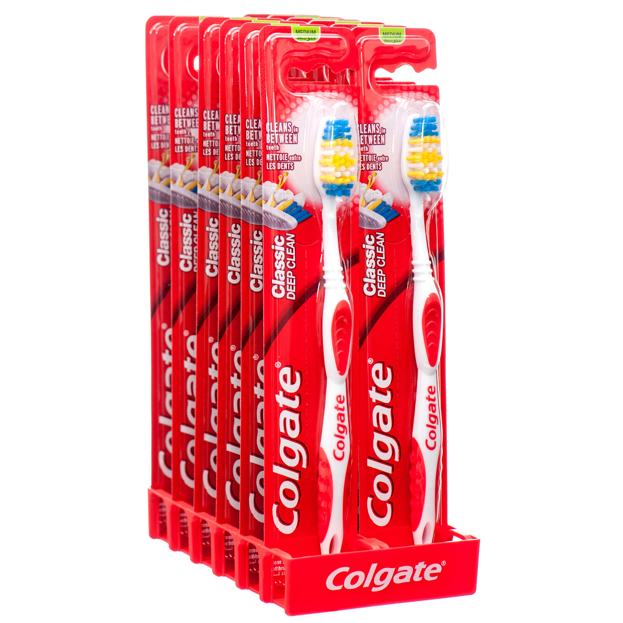 Colgate Classic Deep Clean toothbrush with medium bristles – manual toothbrush display pack