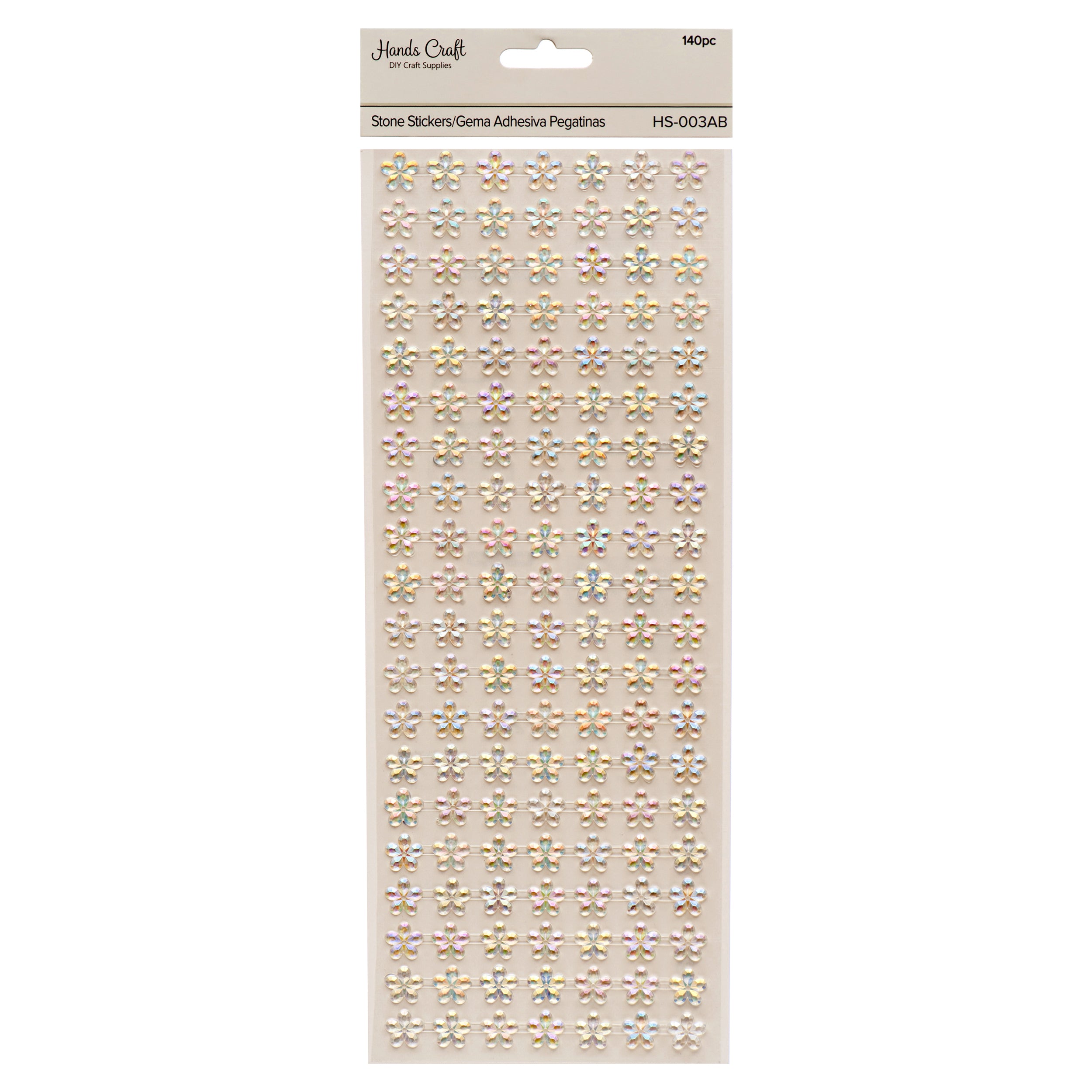 Angels Craft Stone Sticker Flower Clear 140 Ct (12 Pack)