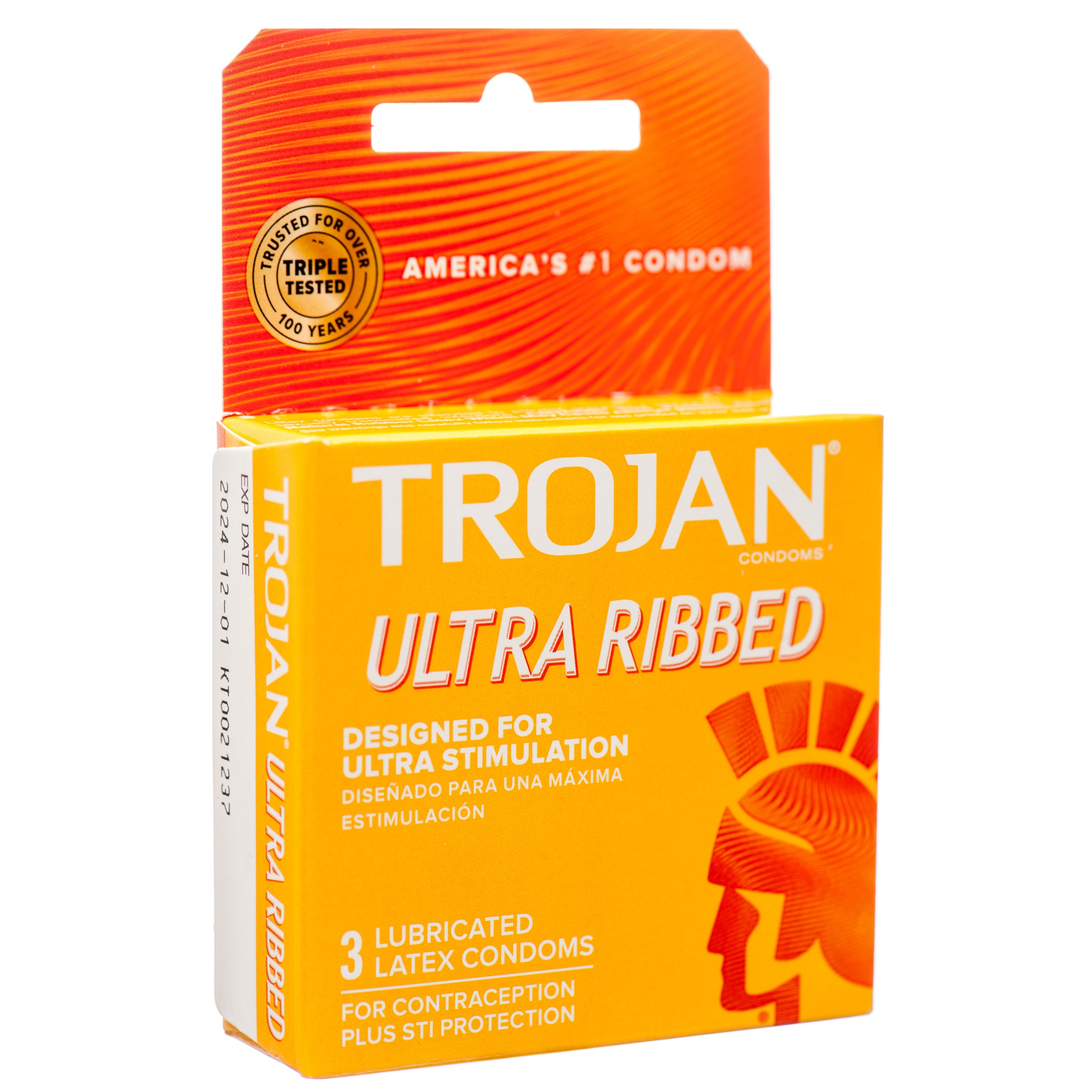 Condom Trojan Ultra Ribbed 3 Pk (6 Pack)
