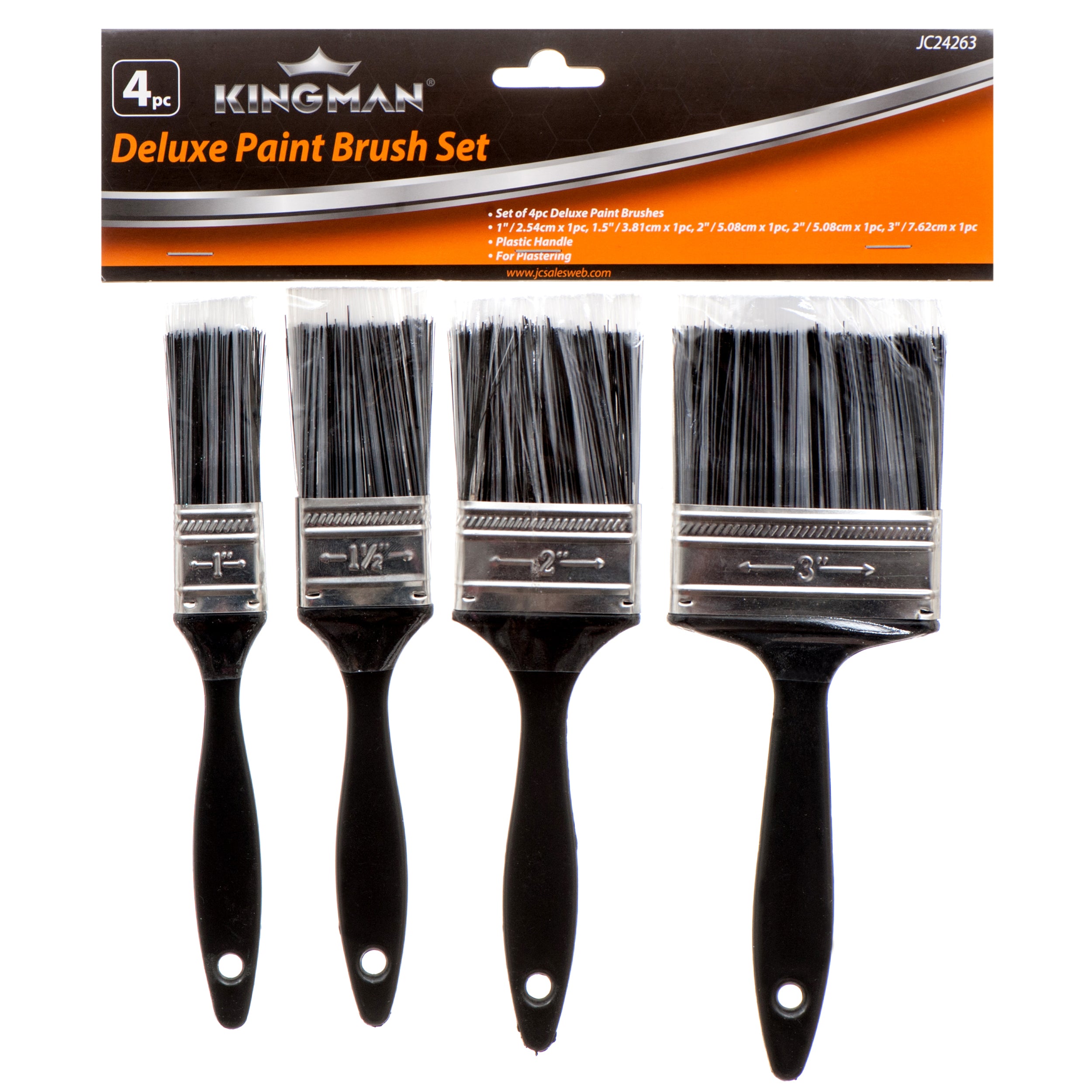 Kingman Paint Brush Set 4Pc 1" To 3" W/Plastic Handle (Pack Of 1)