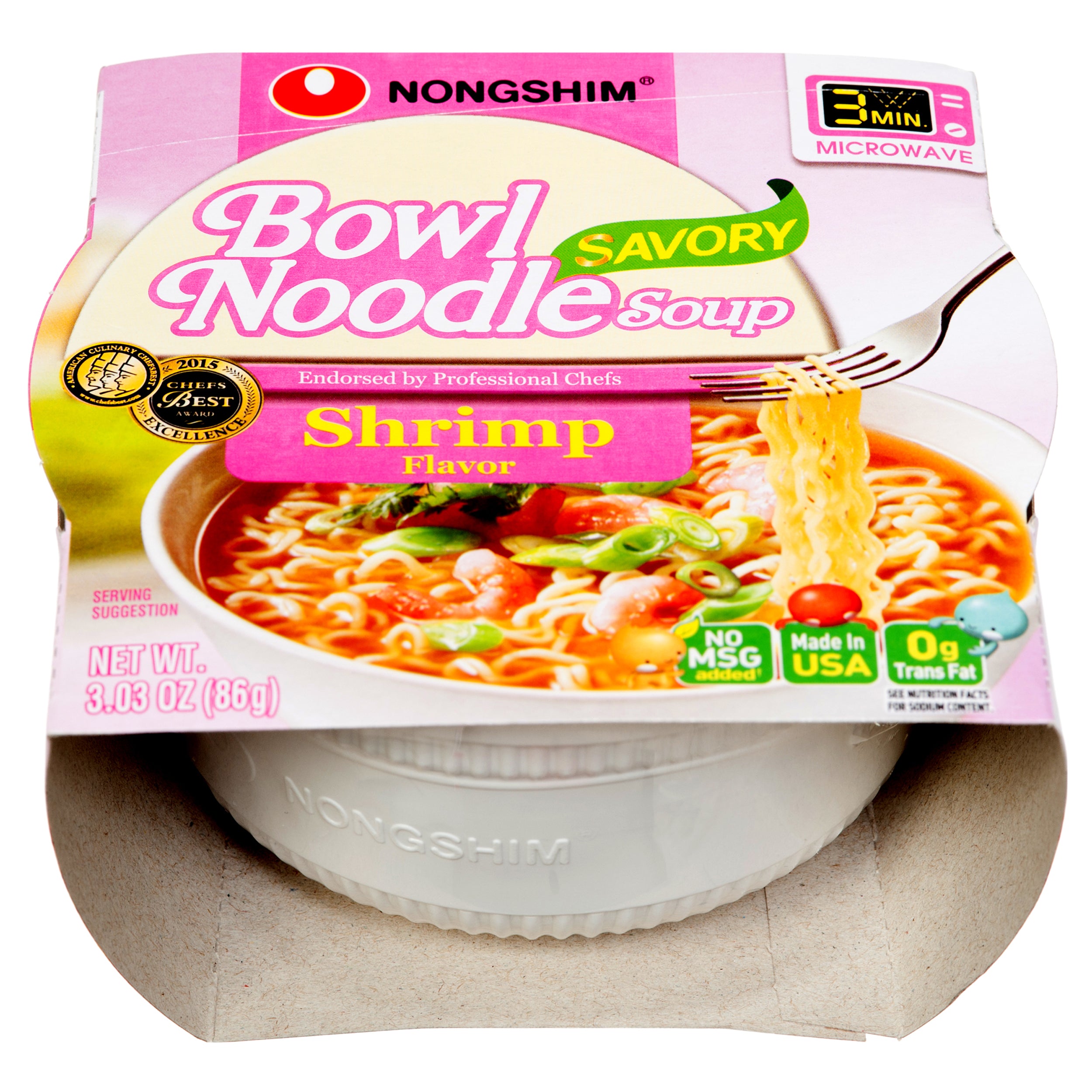 Nongshim bowl noodle shrimp flavor 3oz Korean instant ramen soup bowl pack