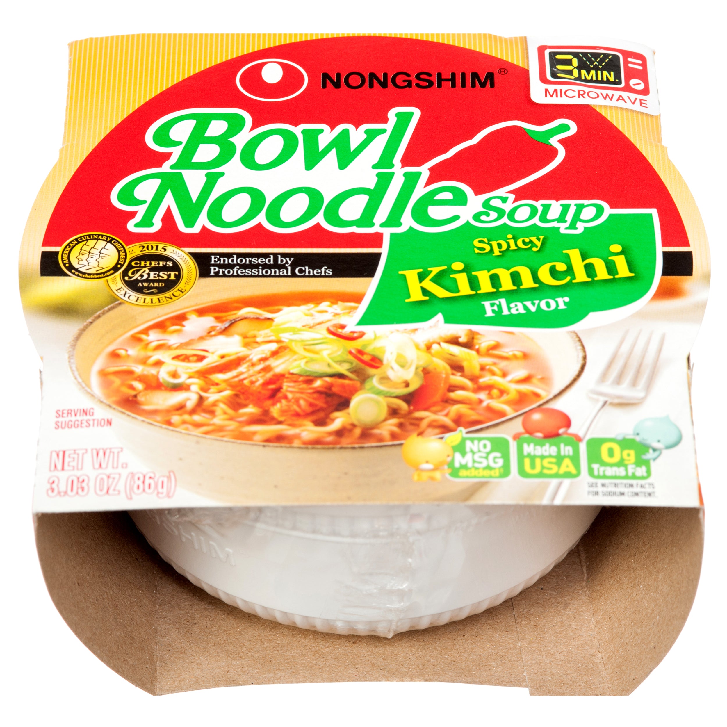 Nongshim bowl noodle kimchi flavor 3oz Korean instant ramen soup bowl pack