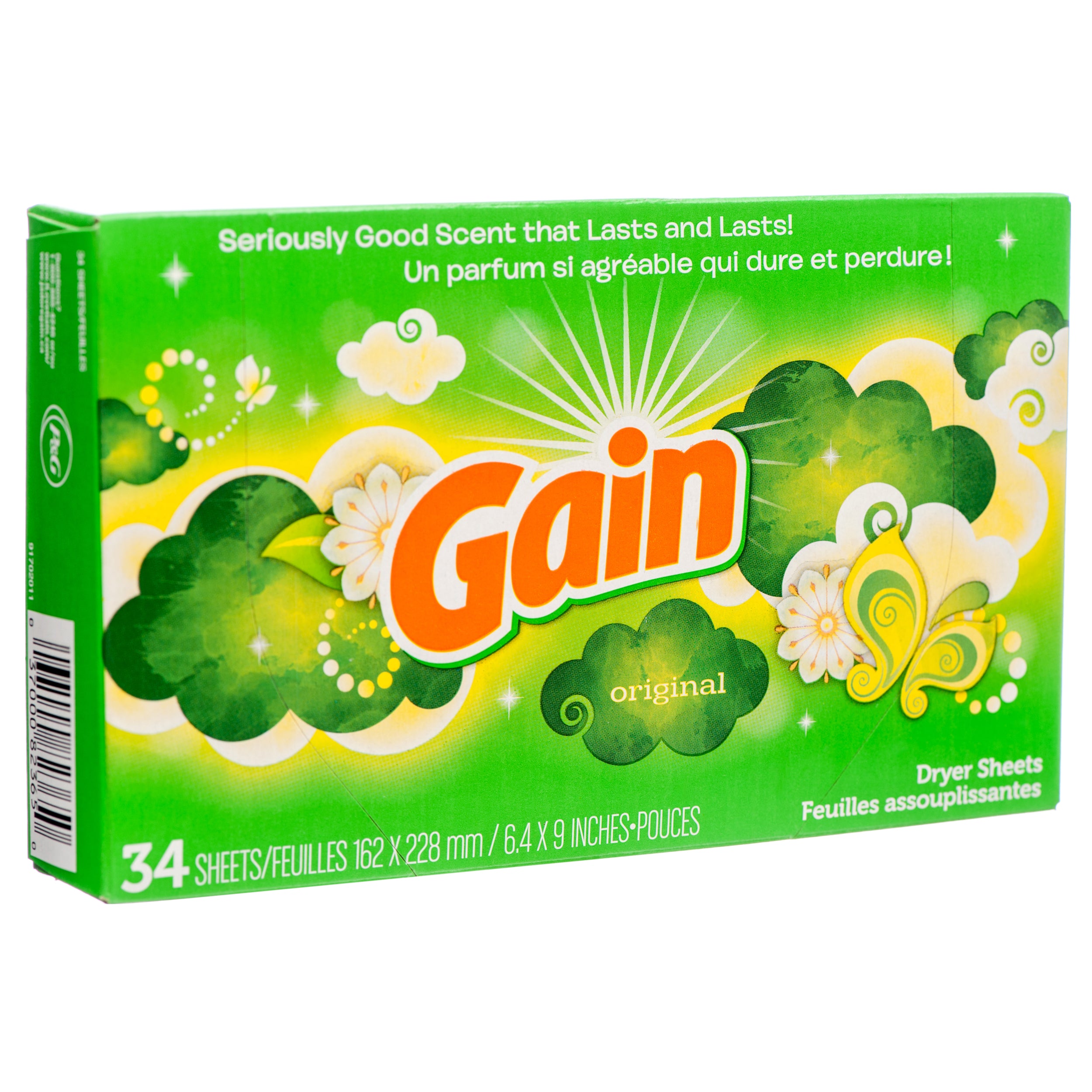 Gain Original dryer sheets 34 count box fabric softener sheets with fresh scent