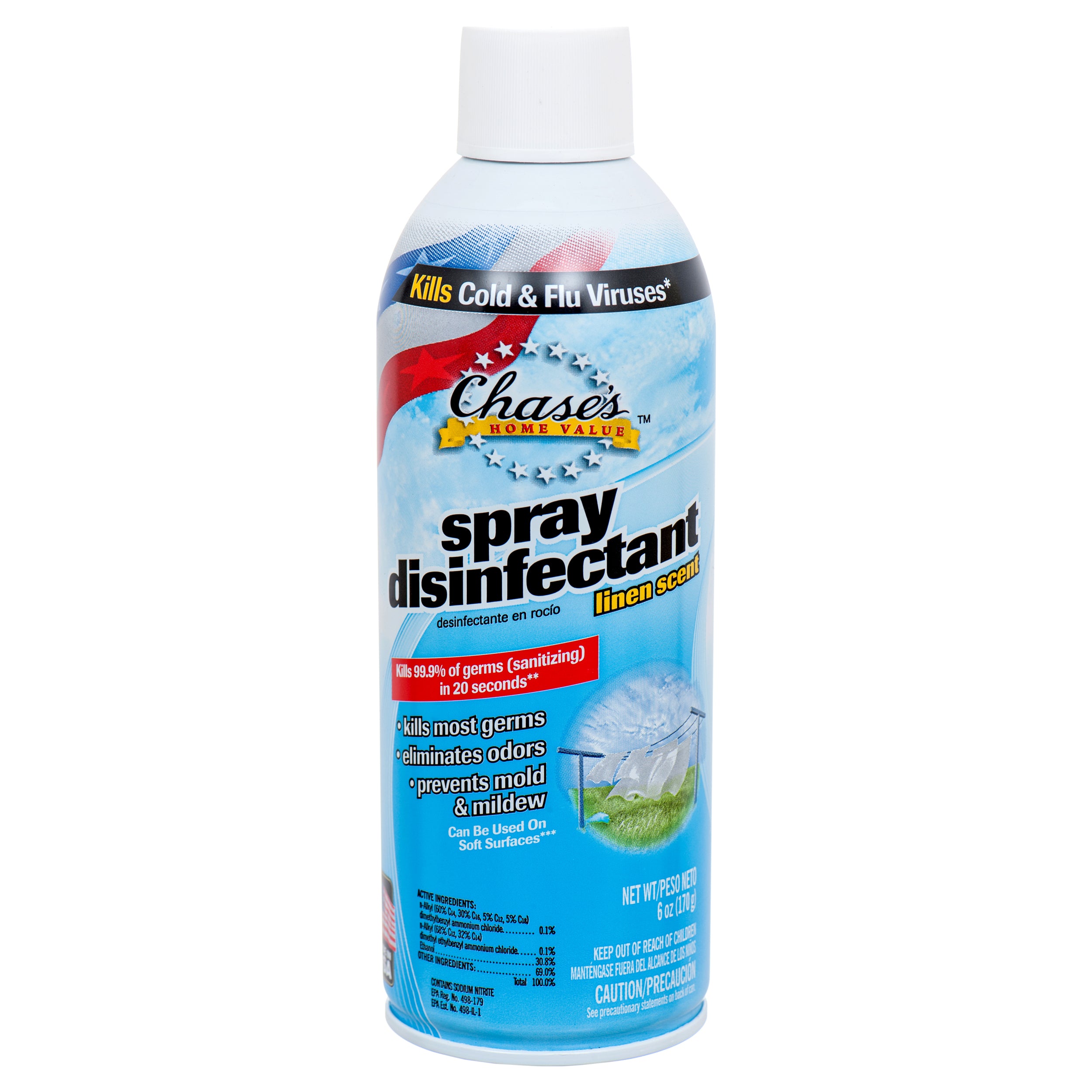 Chase Disinfectant Spray, Linen, 6 oz (12 Pack)