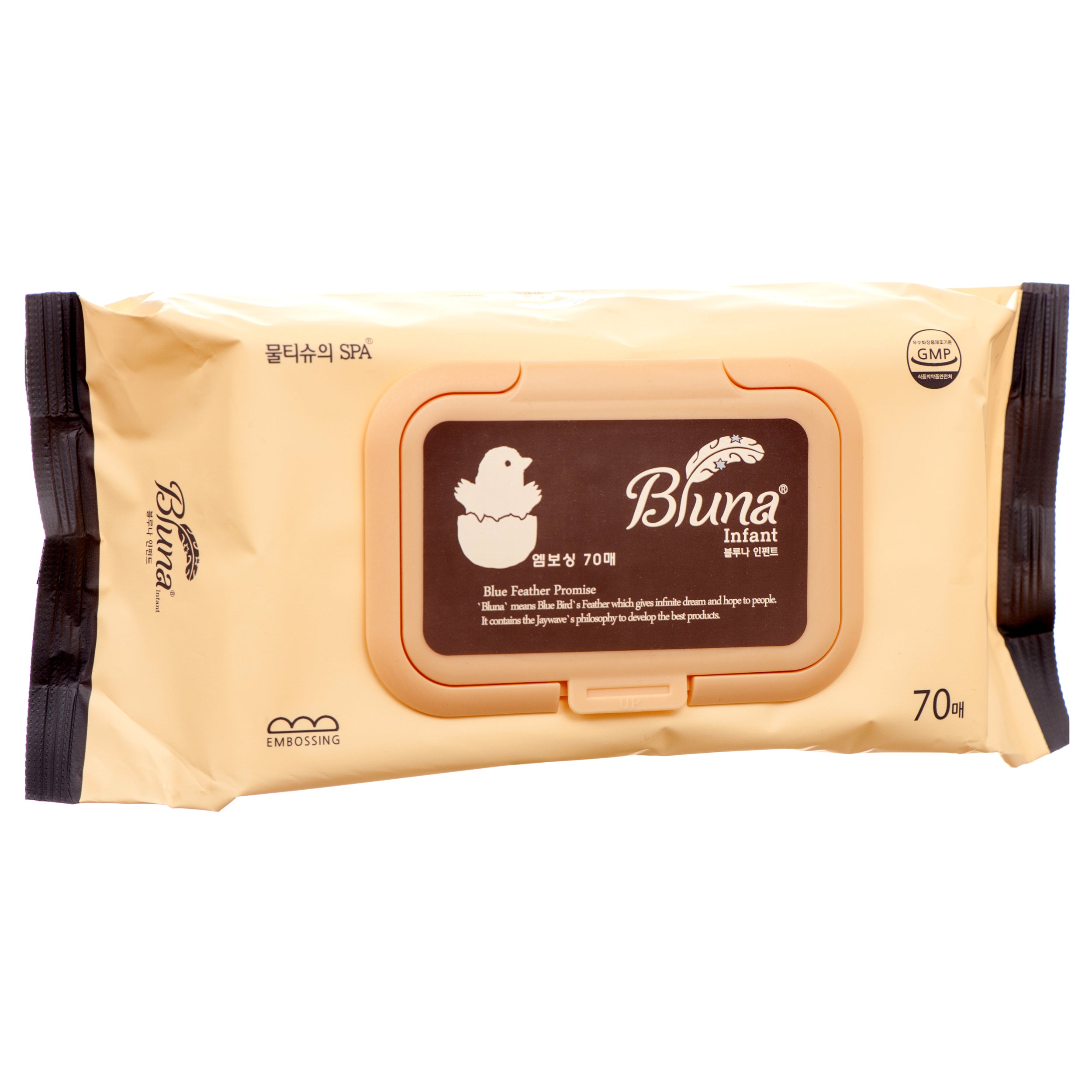 Bluna premium baby wipes pack with 70 unscented infant wet wipes and flip‑top lid