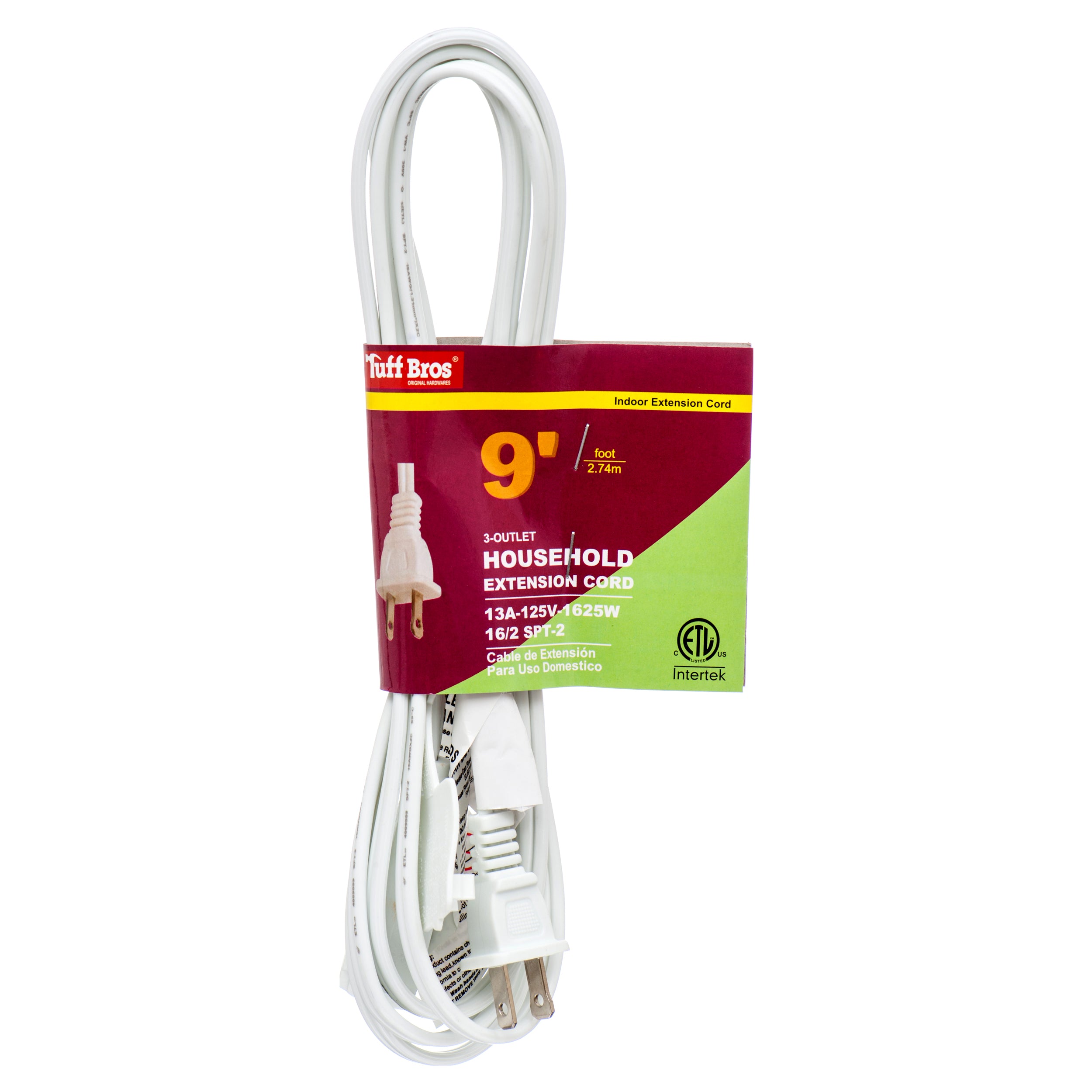 Extension Cord 9 Ft White Etl (Pack Of 1)