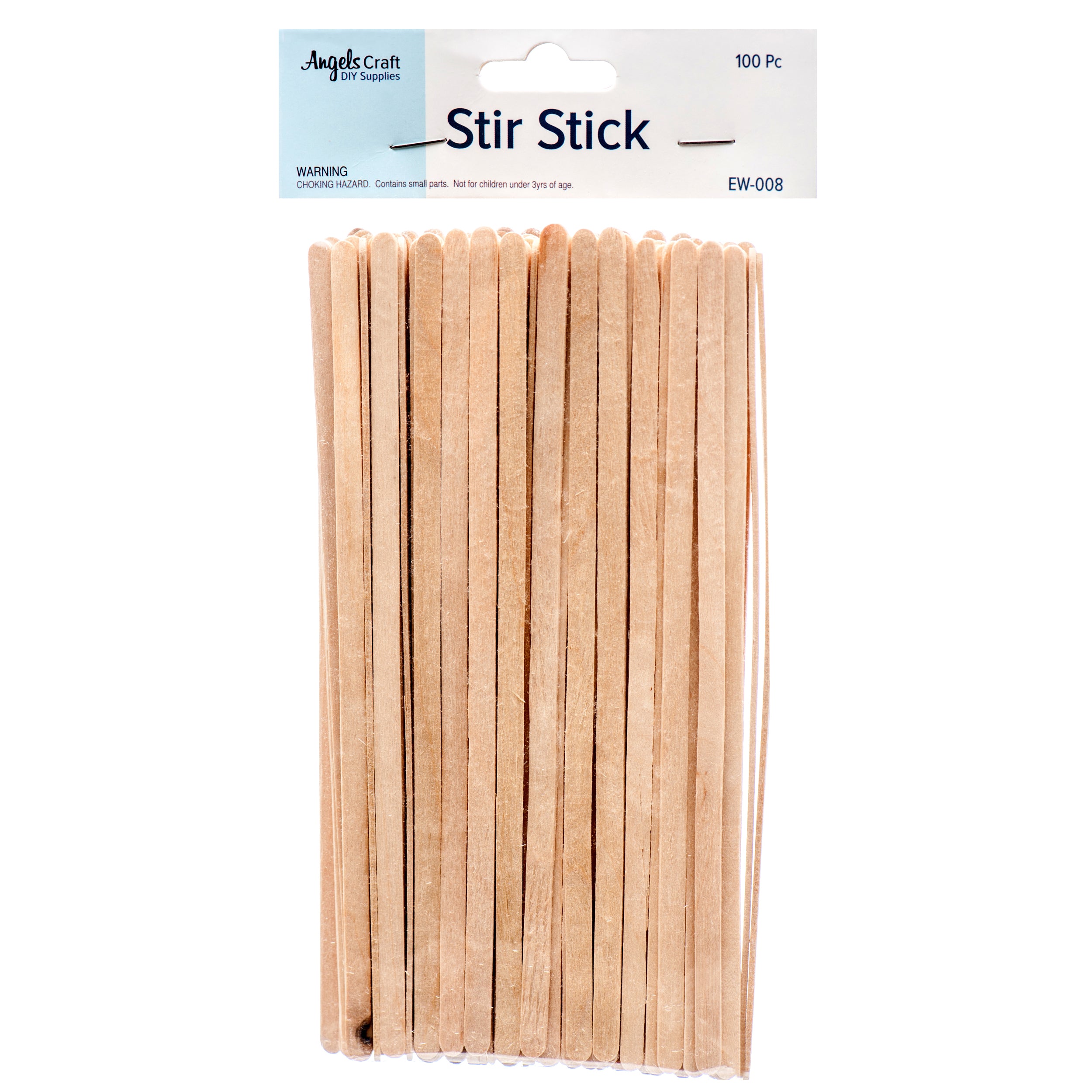 Craft Wood Stick Stir 100Ct 7.5" X 0.25" Natural Clr #Suw-5008 (12 Pack)